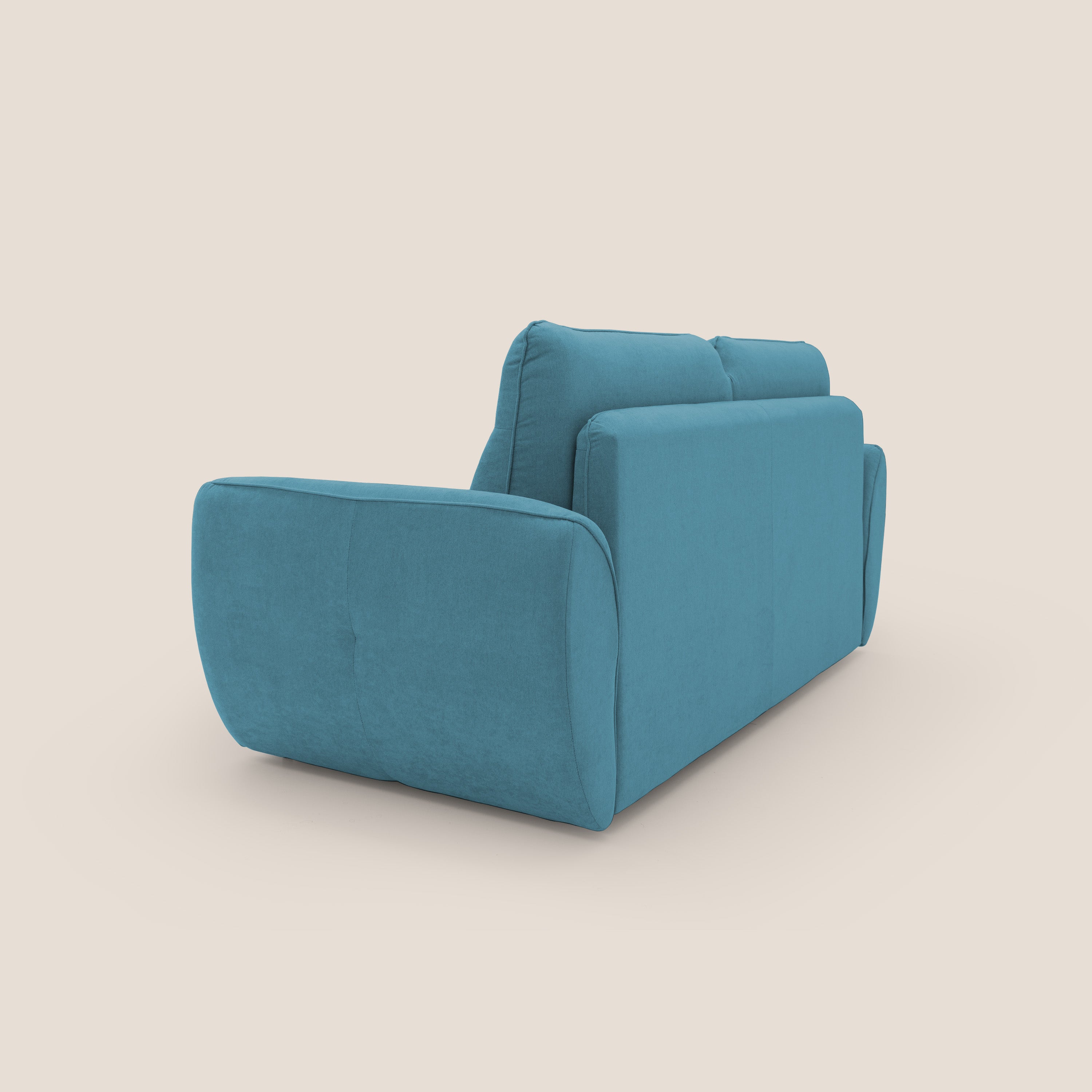 Zeus Divano letto scandinavo con schienale alto in tessuto impermeabile T02 azzurro - divani.store