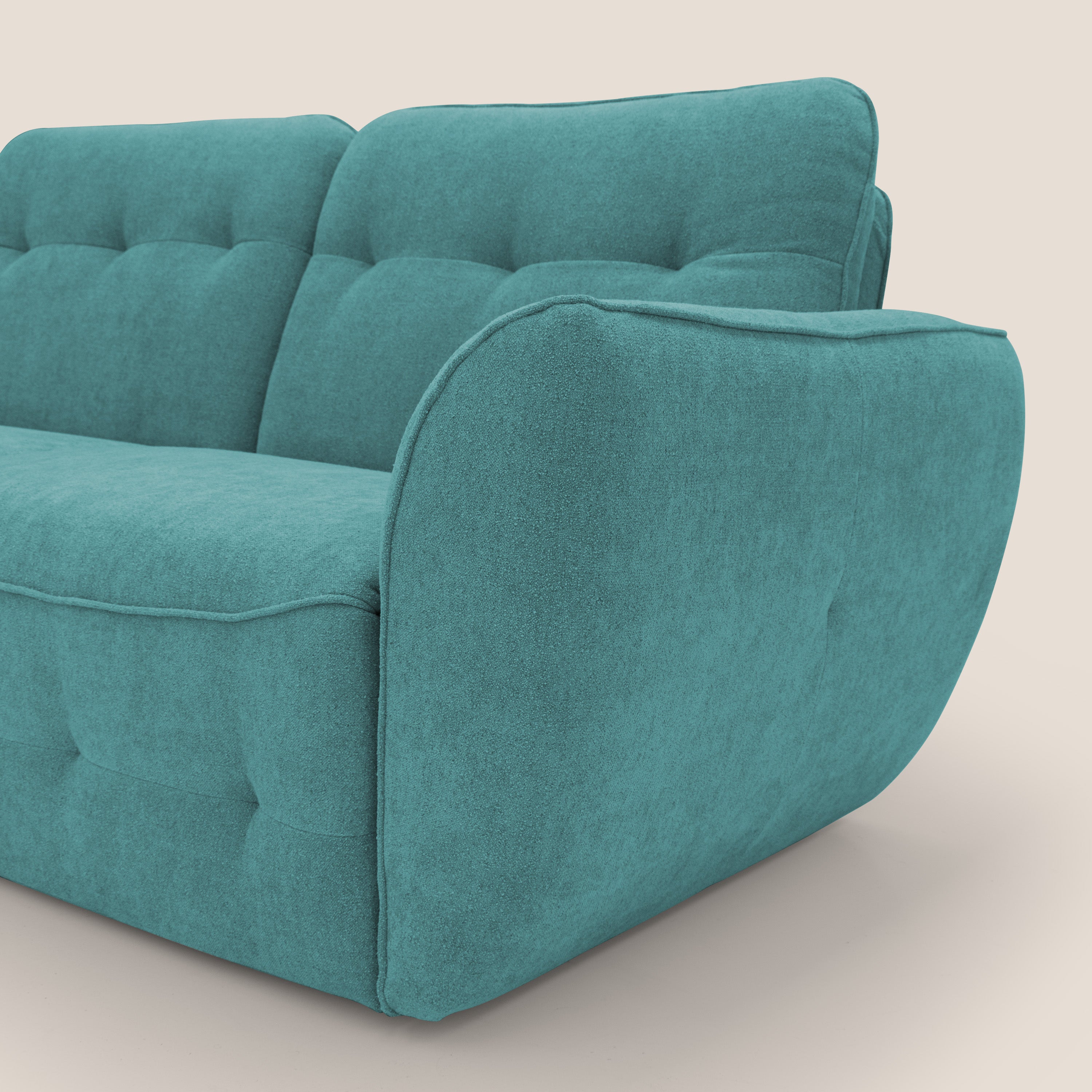 Cerbero divano 2 e 3 posti in morbido bouclé impermeabile T07 azzurro - divani.store