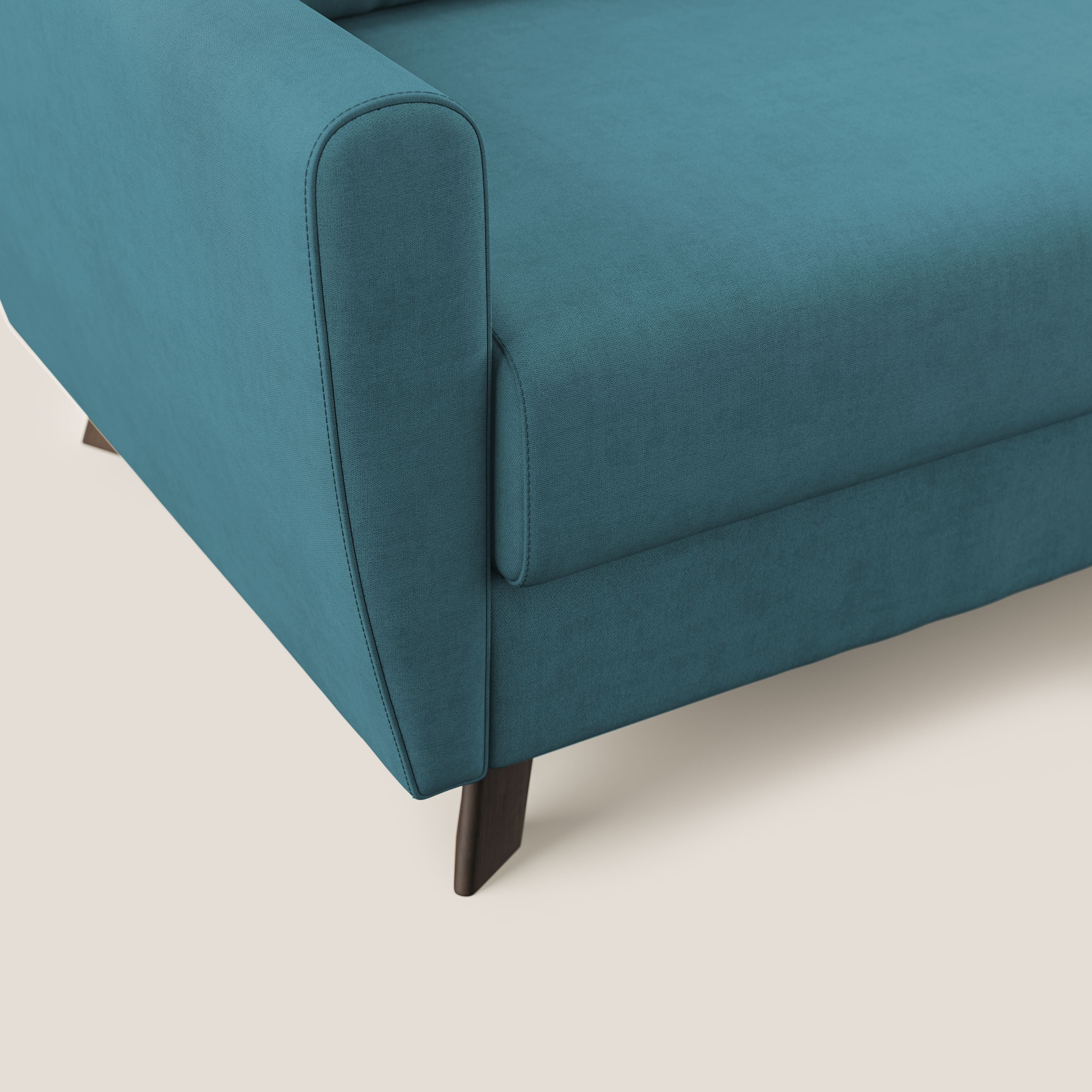 Callisto Divano letto matrimoniale in tessuto morbido impermeabile T02 azzurro - divani.store