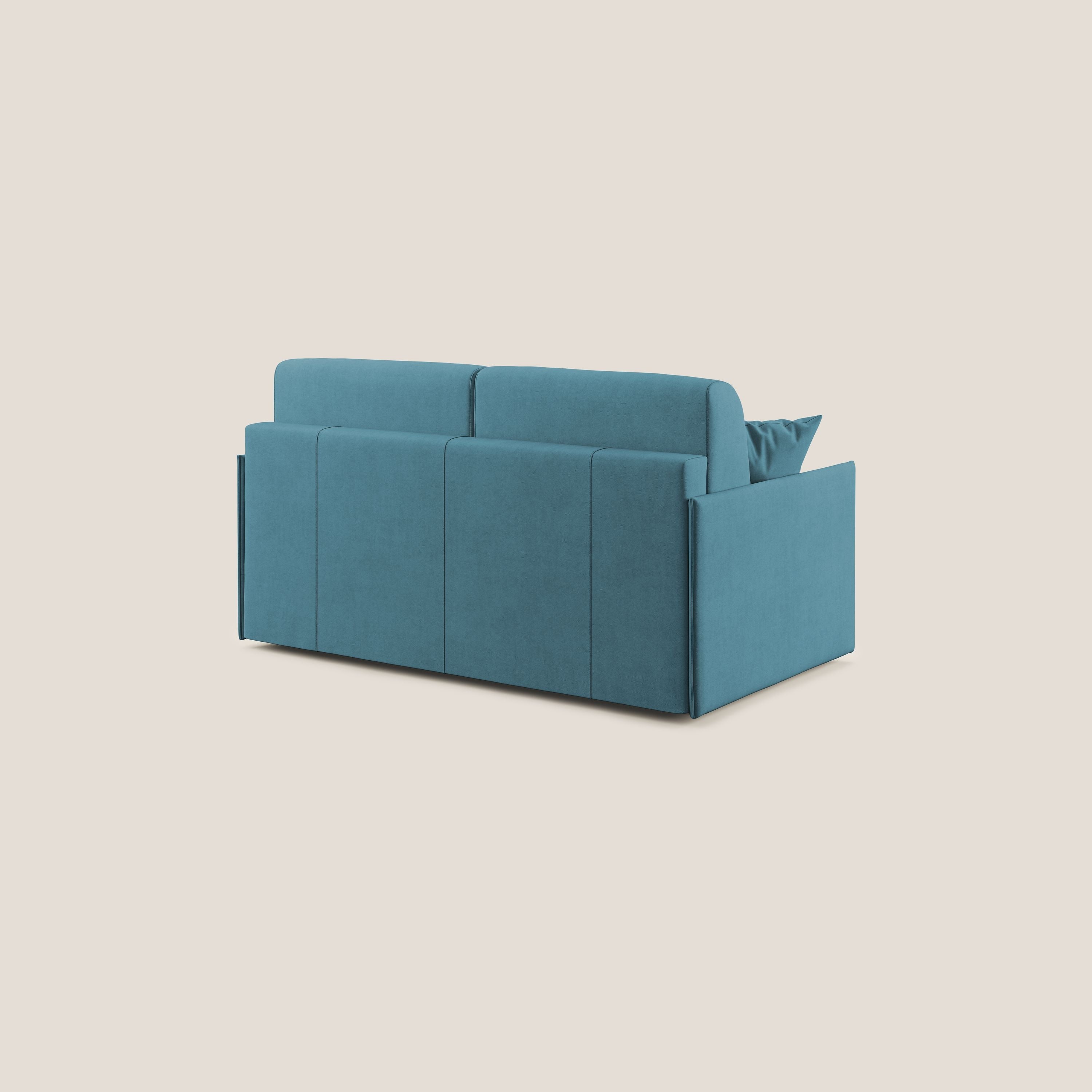 Evans Divano letto in morbido tessuto impermeabile T02 azzurro - divani.store