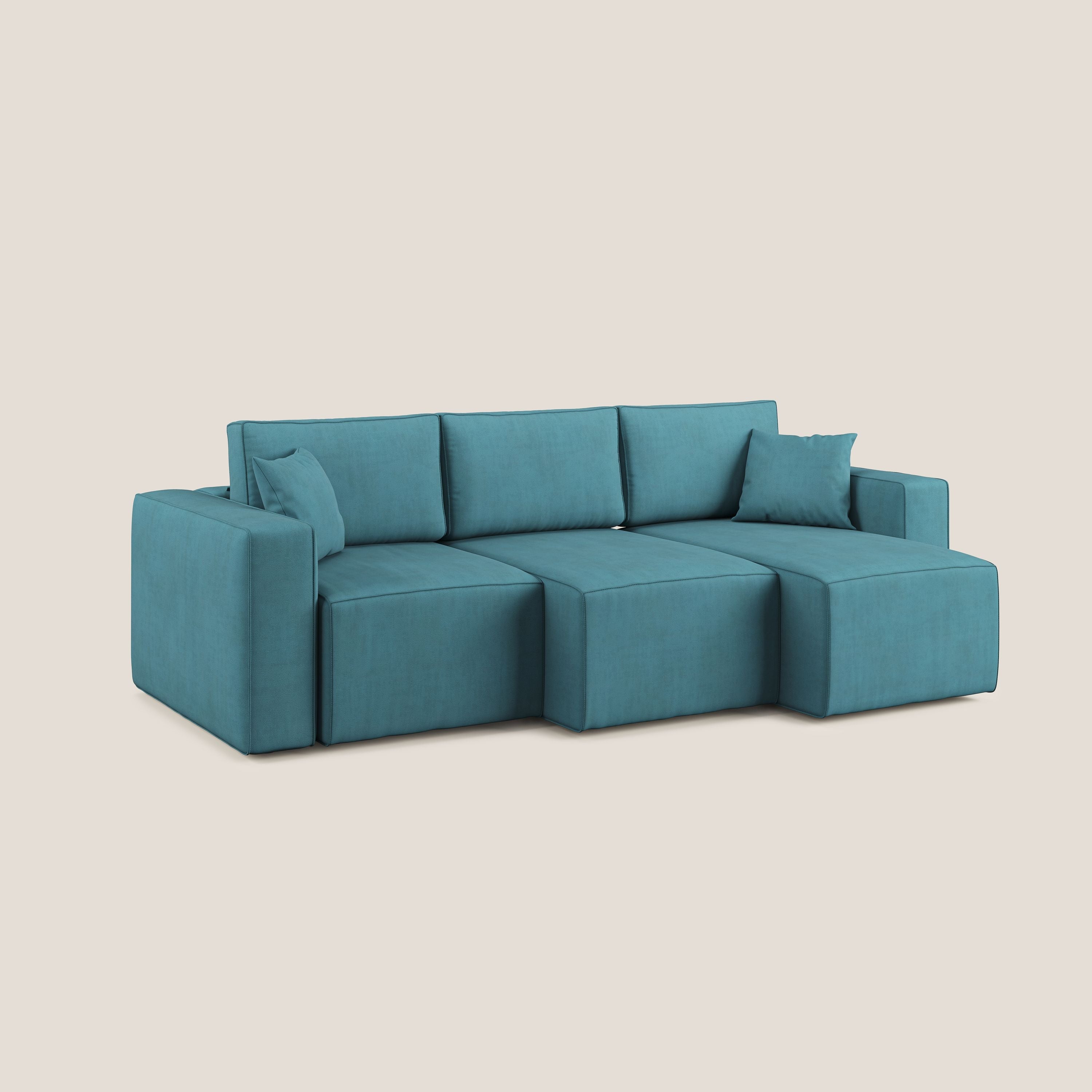 Morfeo divano con 3 sedute estraibili in morbido tessuto impermeabile T02 azzurro - divani.store