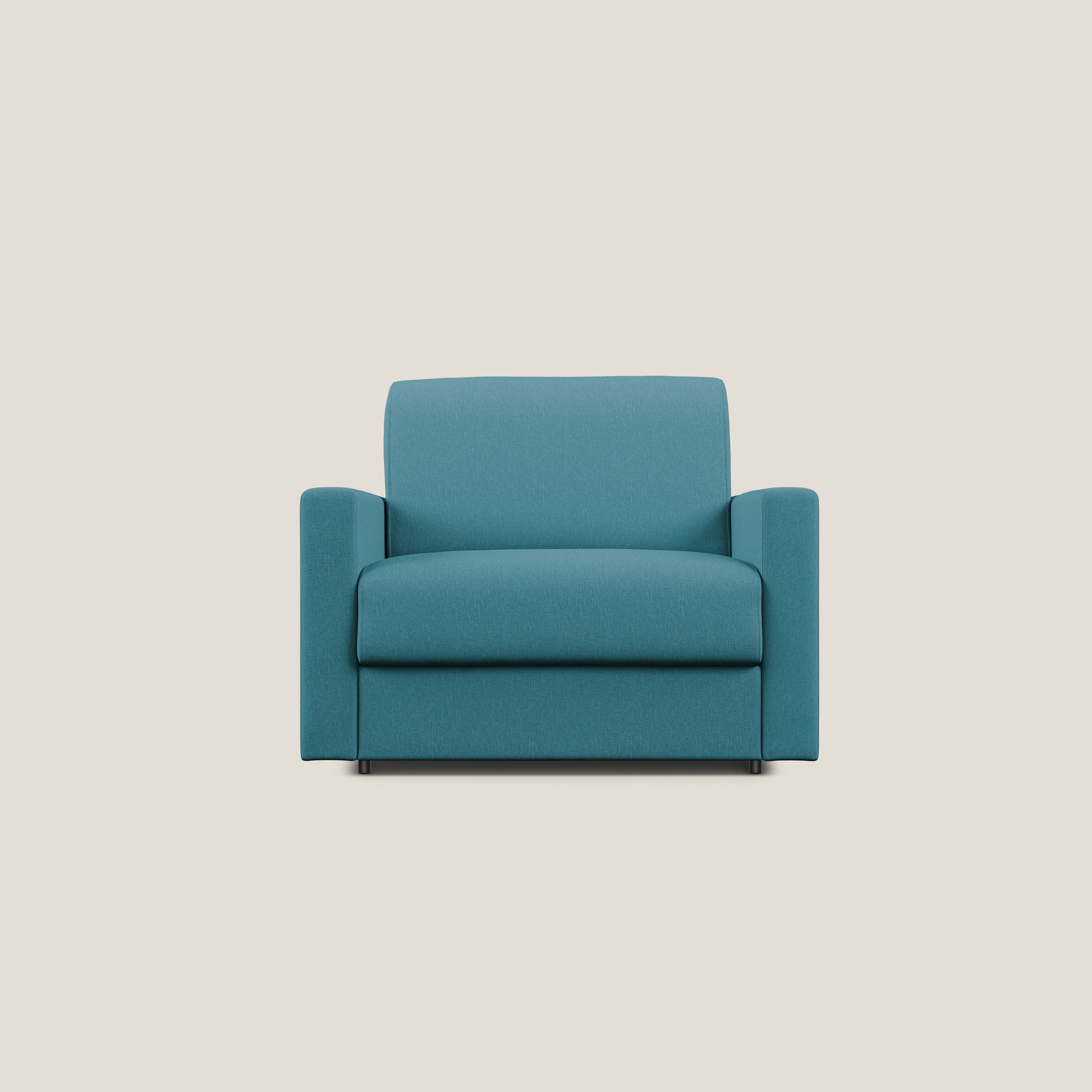 Chris poltrona letto in tessuto impermeabile T13 azzurro - divani.store