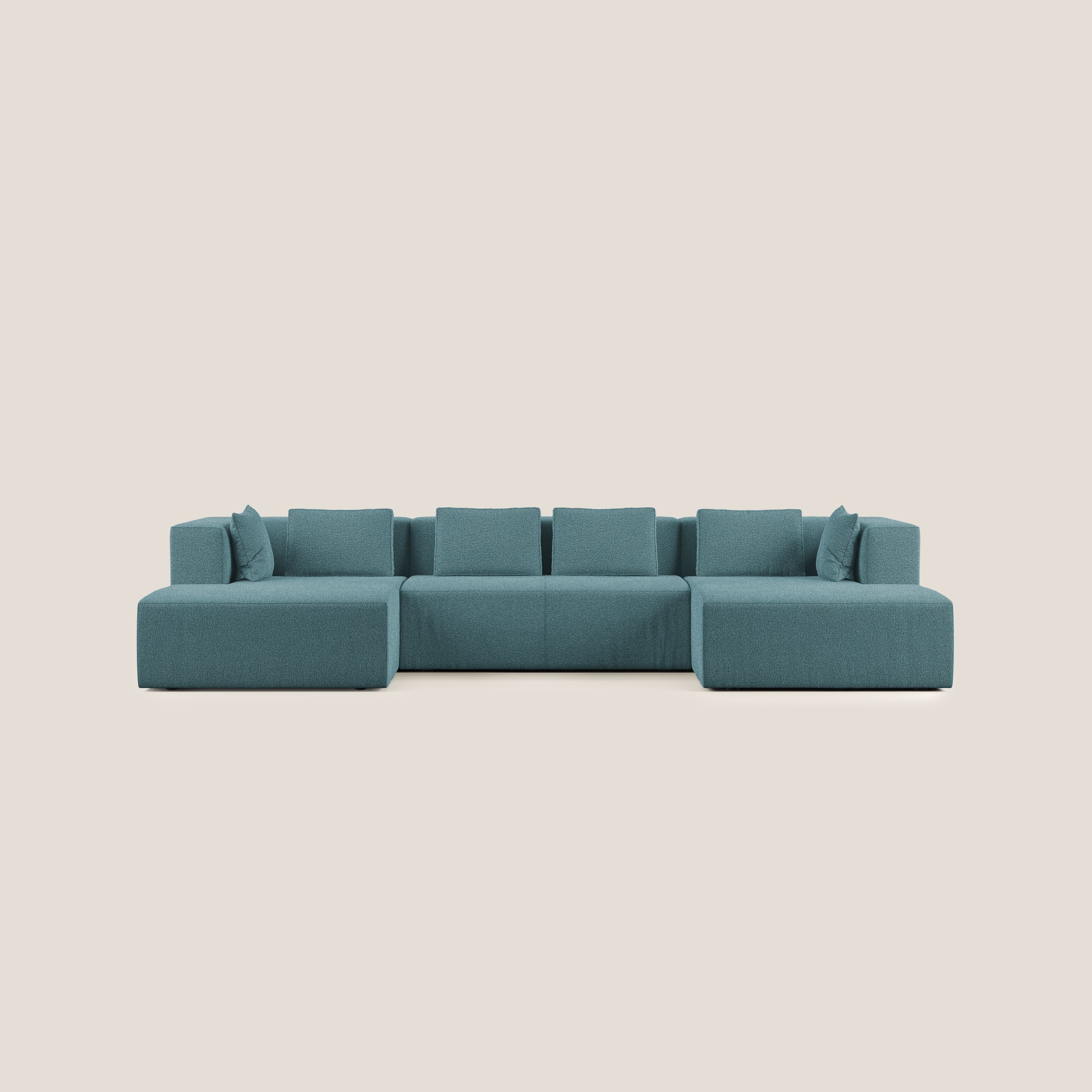 Shop online Nettuno divano panoramico in morbido tessuto bouclè T07 azzurro - divani.store