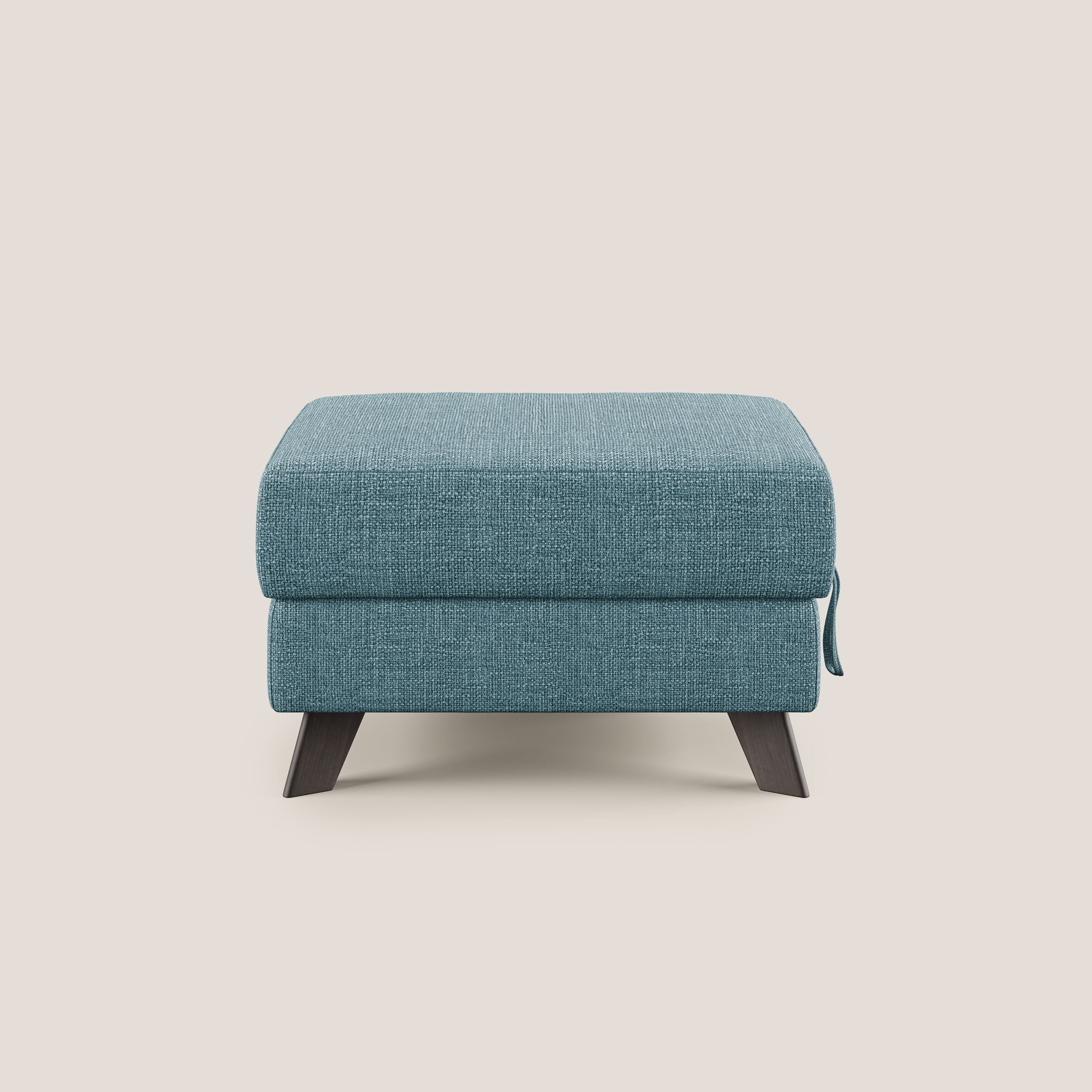 Moon Pouf contenitore e piedini alti in tessuto morbido ad intreccio soft-touch impermeabile T06 azzurro - divani.store