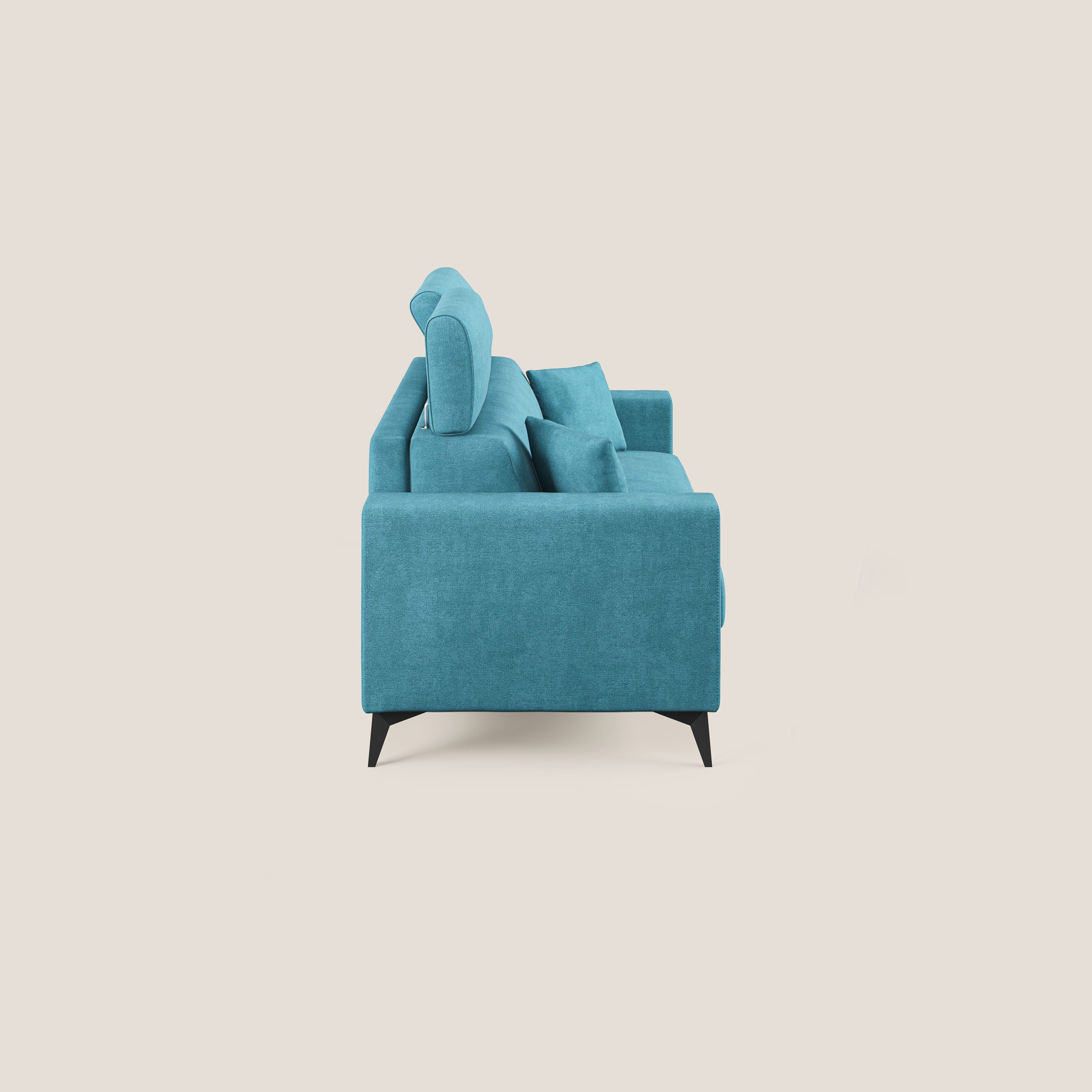 Pegaso divano letto con poggiatesta reclinabili e rivestimento T02 azzurro - divani.store