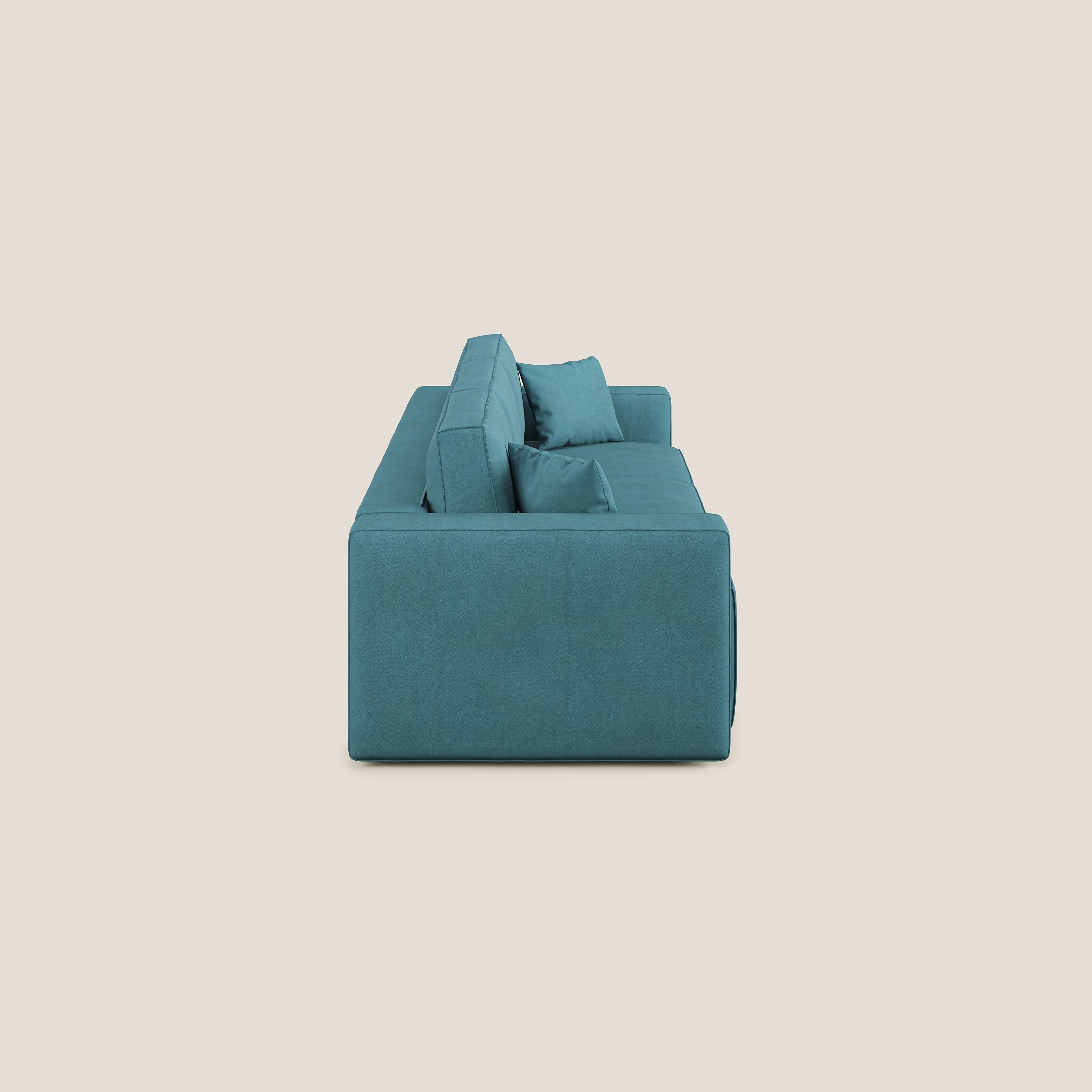 Morfeo divano con 3 sedute estraibili in morbido tessuto impermeabile T02 azzurro - divani.store