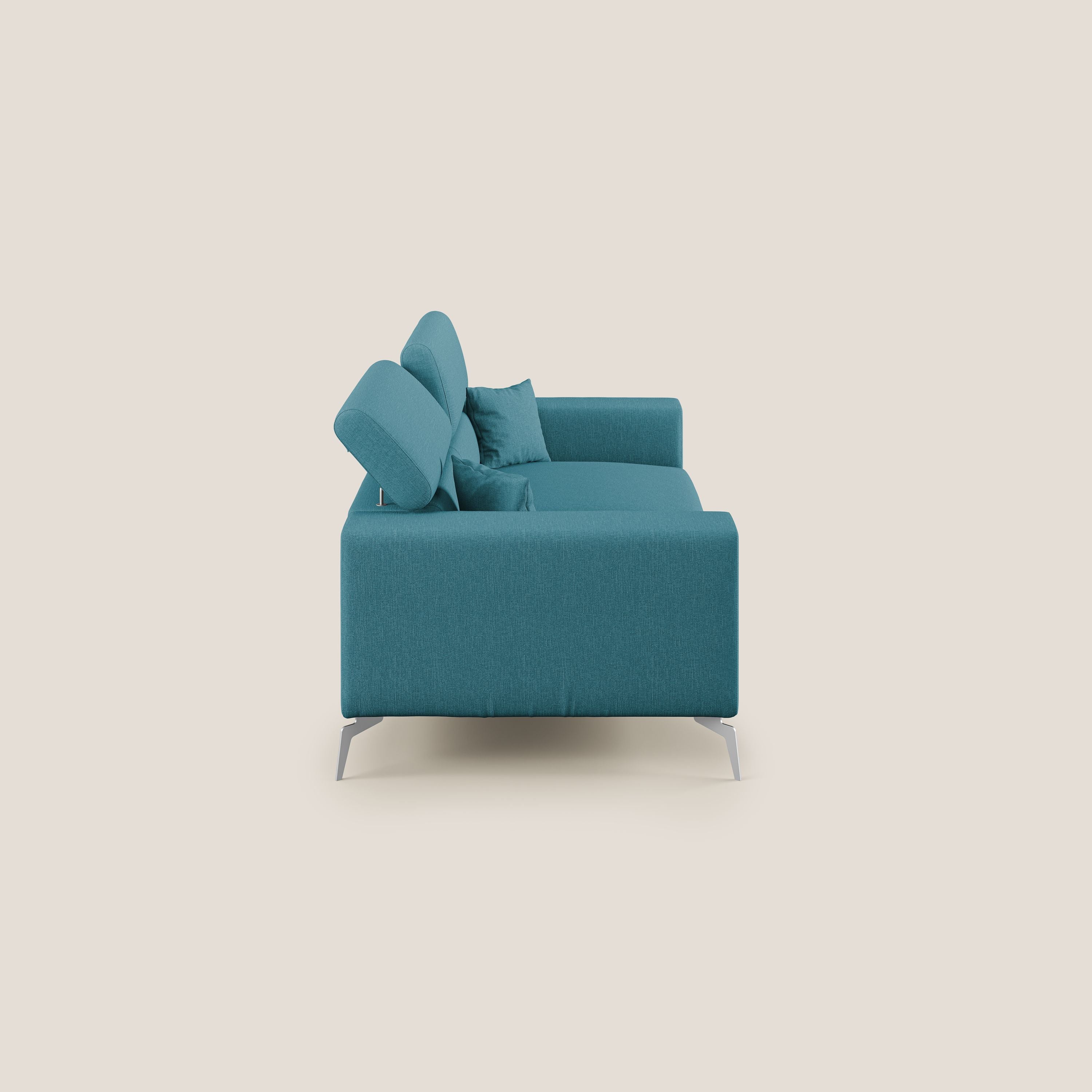 Blade Divano con poggiatesta reclinabili in tessuto impermeabile misto cotone T13 azzurro - divani.store