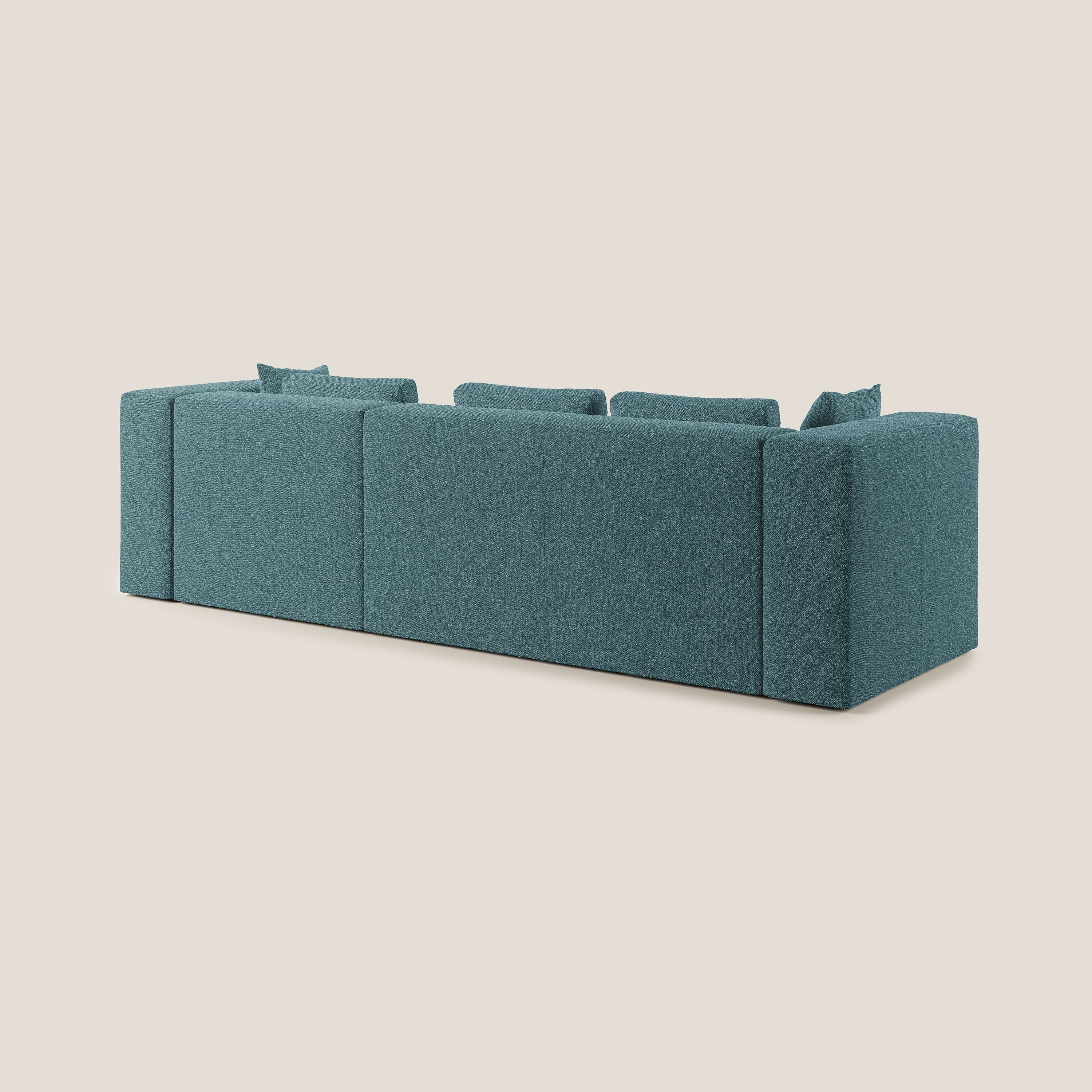 Nettuno divano angolare componibile in morbido tessuto bouclè T07 azzurro - divani.store