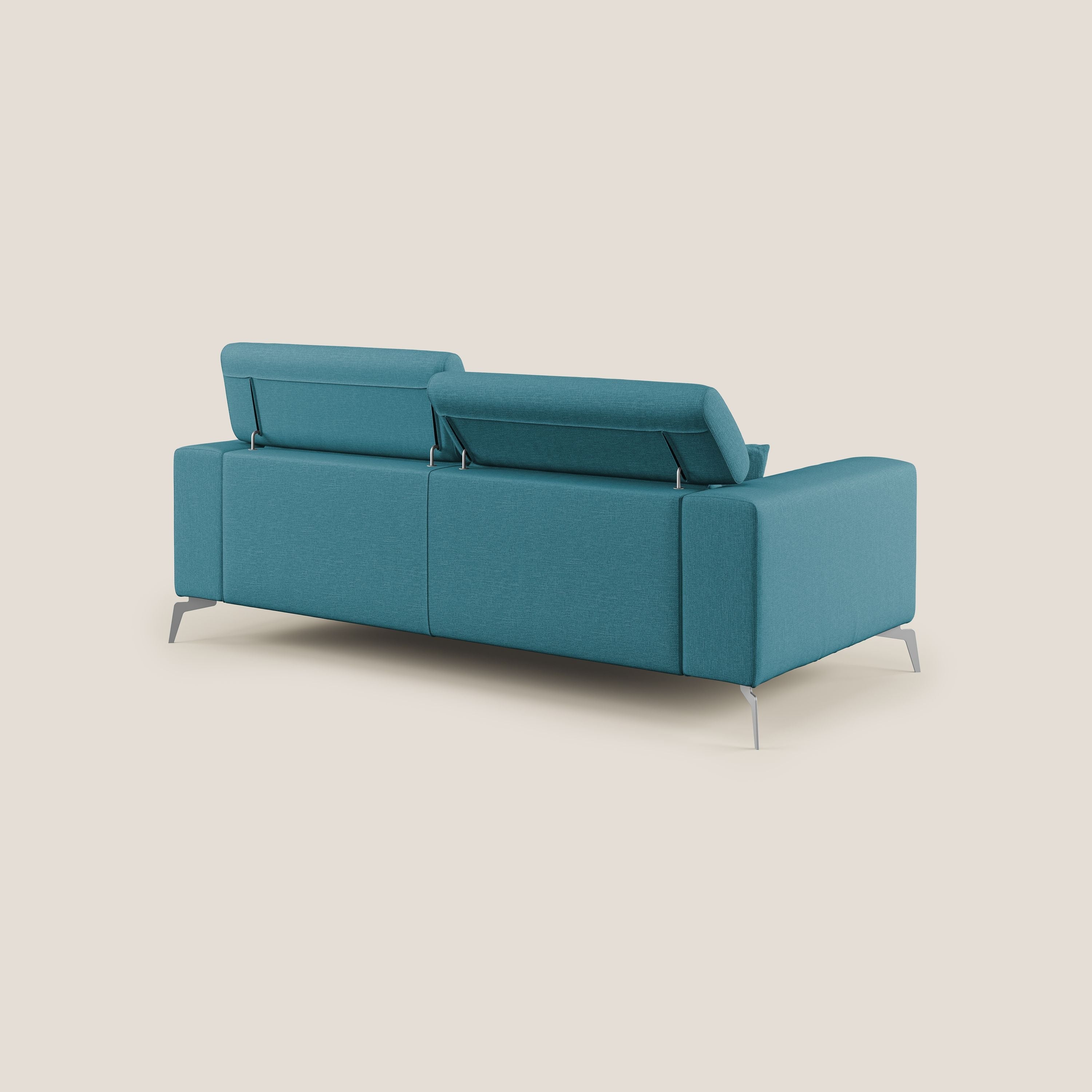 Blade Divano con poggiatesta reclinabili in tessuto impermeabile misto cotone T13 azzurro - divani.store