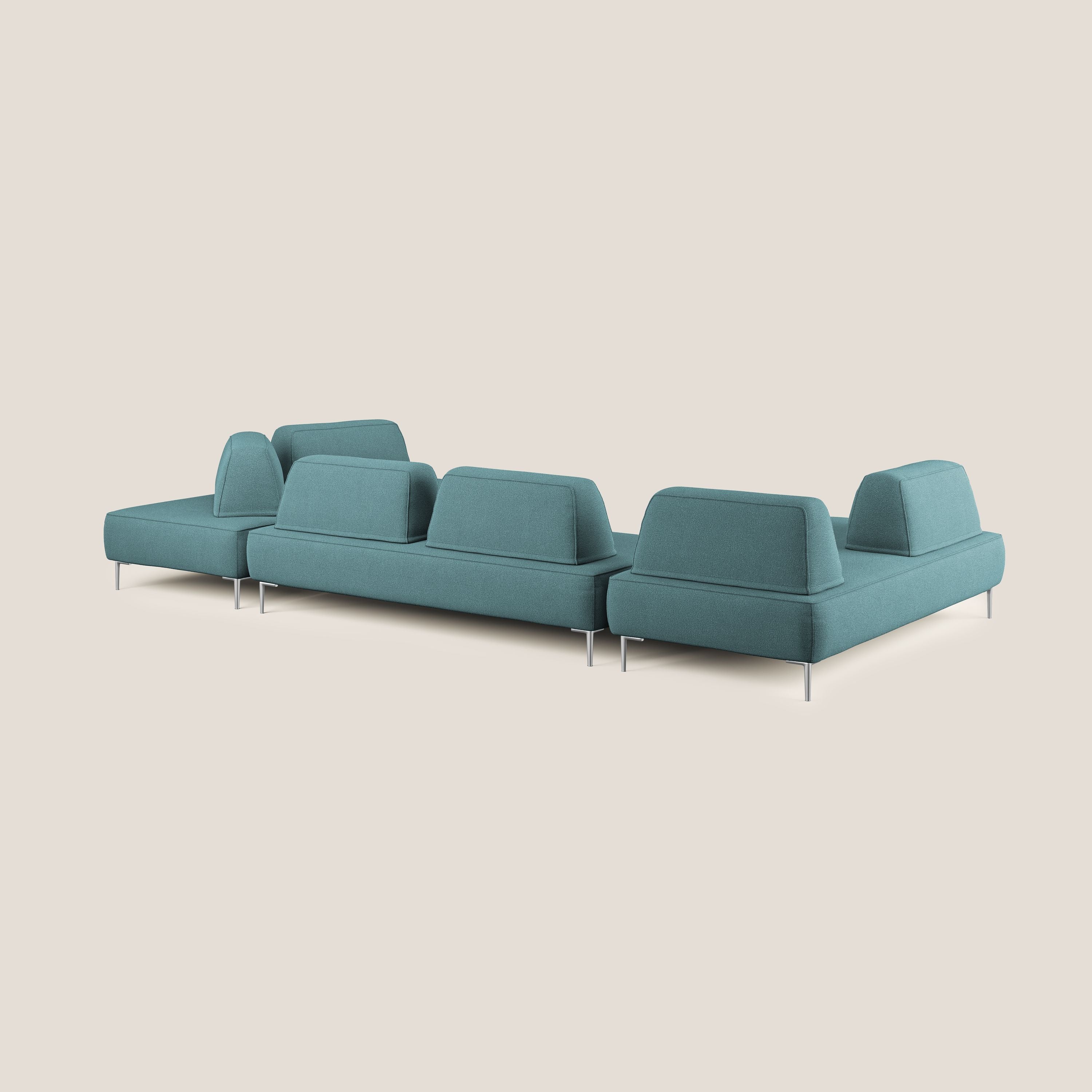 Newton divano panoramico modulare con schienali movibili T07 azzurro - divani.store