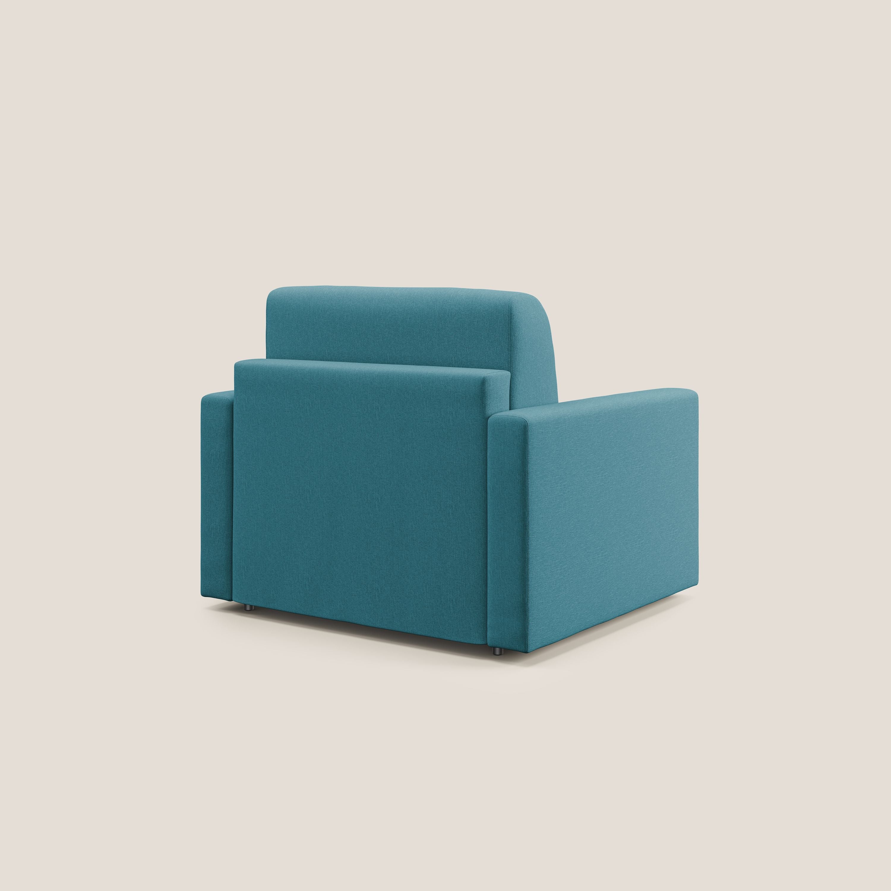 Chris poltrona letto in tessuto impermeabile T13 azzurro - divani.store