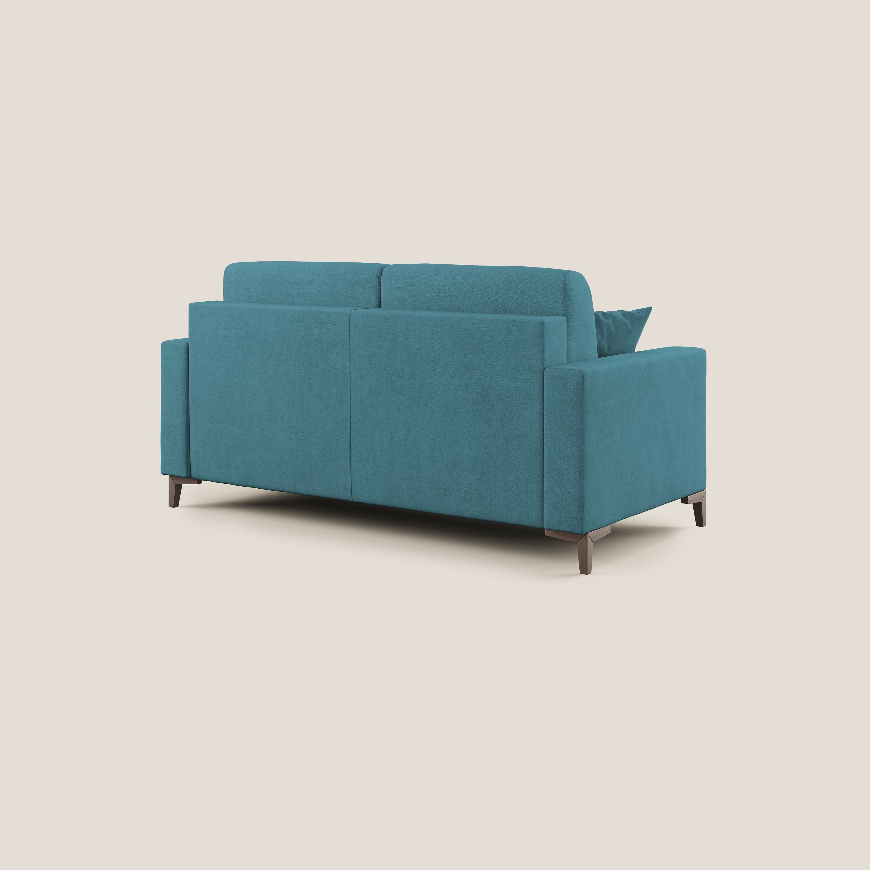 Kafka divano letto matrimoniale in morbido tessuto impermeabile T02 azzurro - divani.store