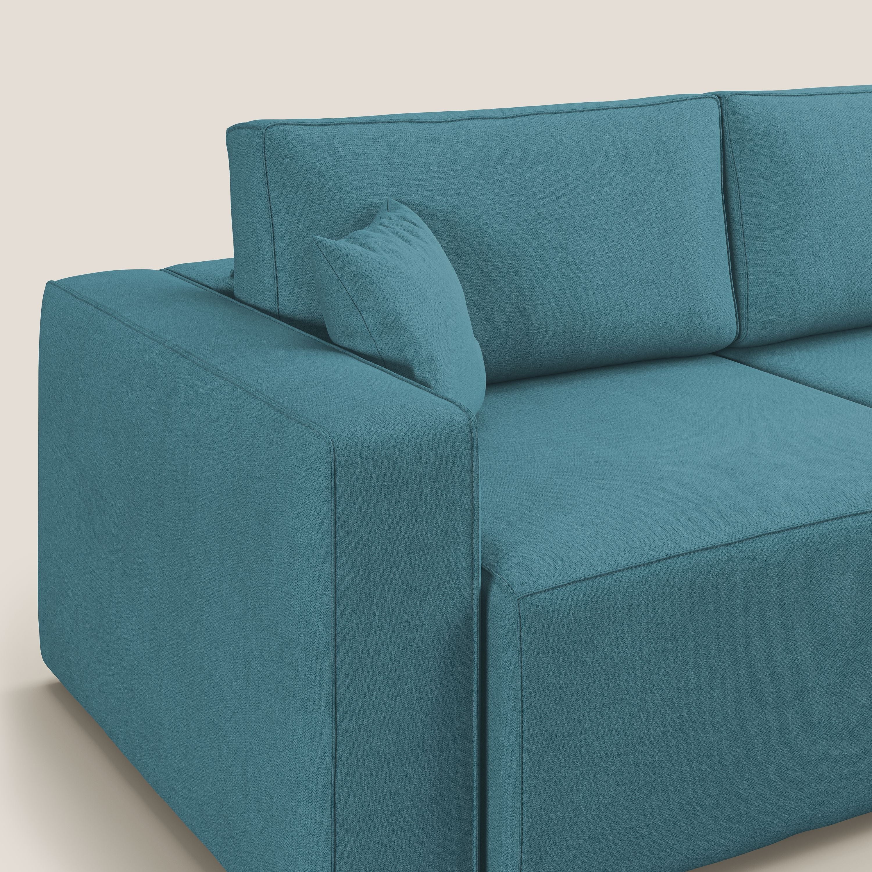 Morfeo divano con sedute estraibili in morbido tessuto impermeabile T02 azzurro - divani.store