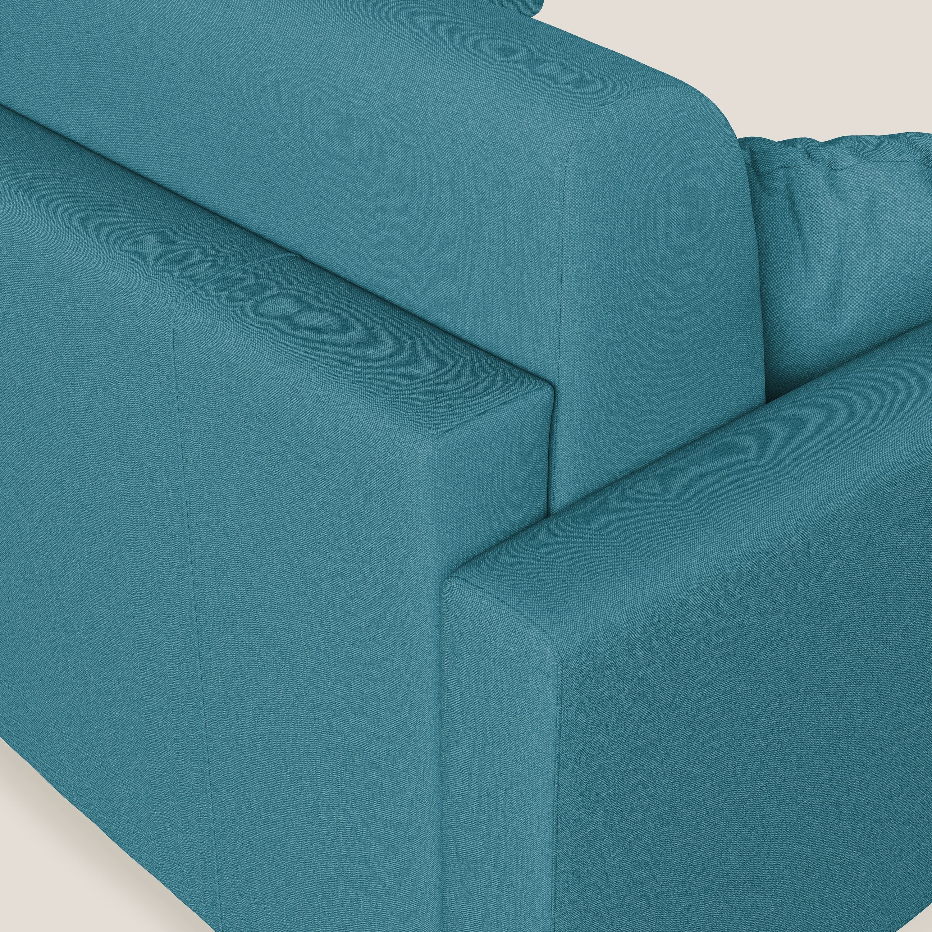 Chris Divano letto angolare 5 posti in tessuto impermeabile T13 azzurro - divani.store
