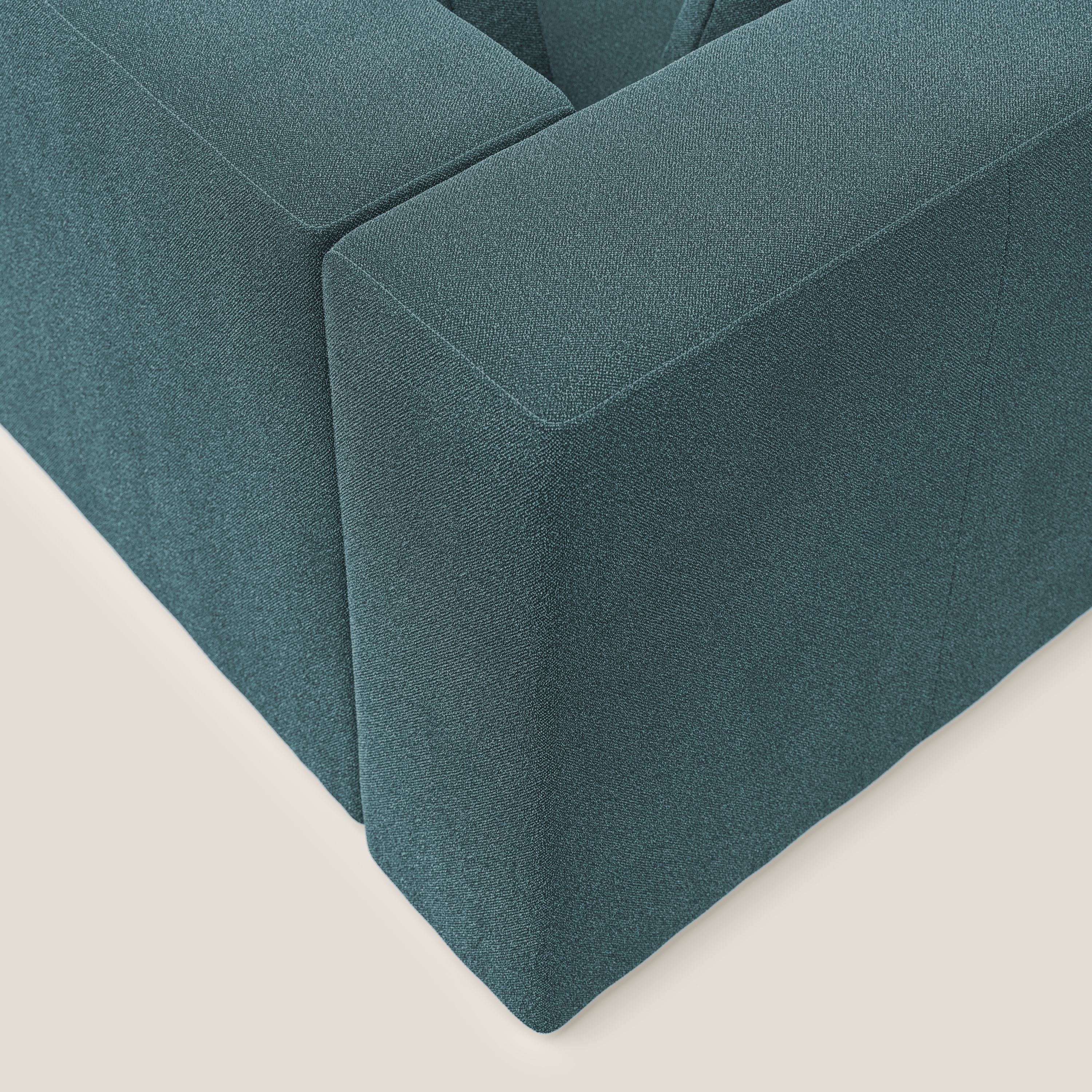 Nettuno divano angolare componibile in morbido tessuto bouclè T07 azzurro - divani.store