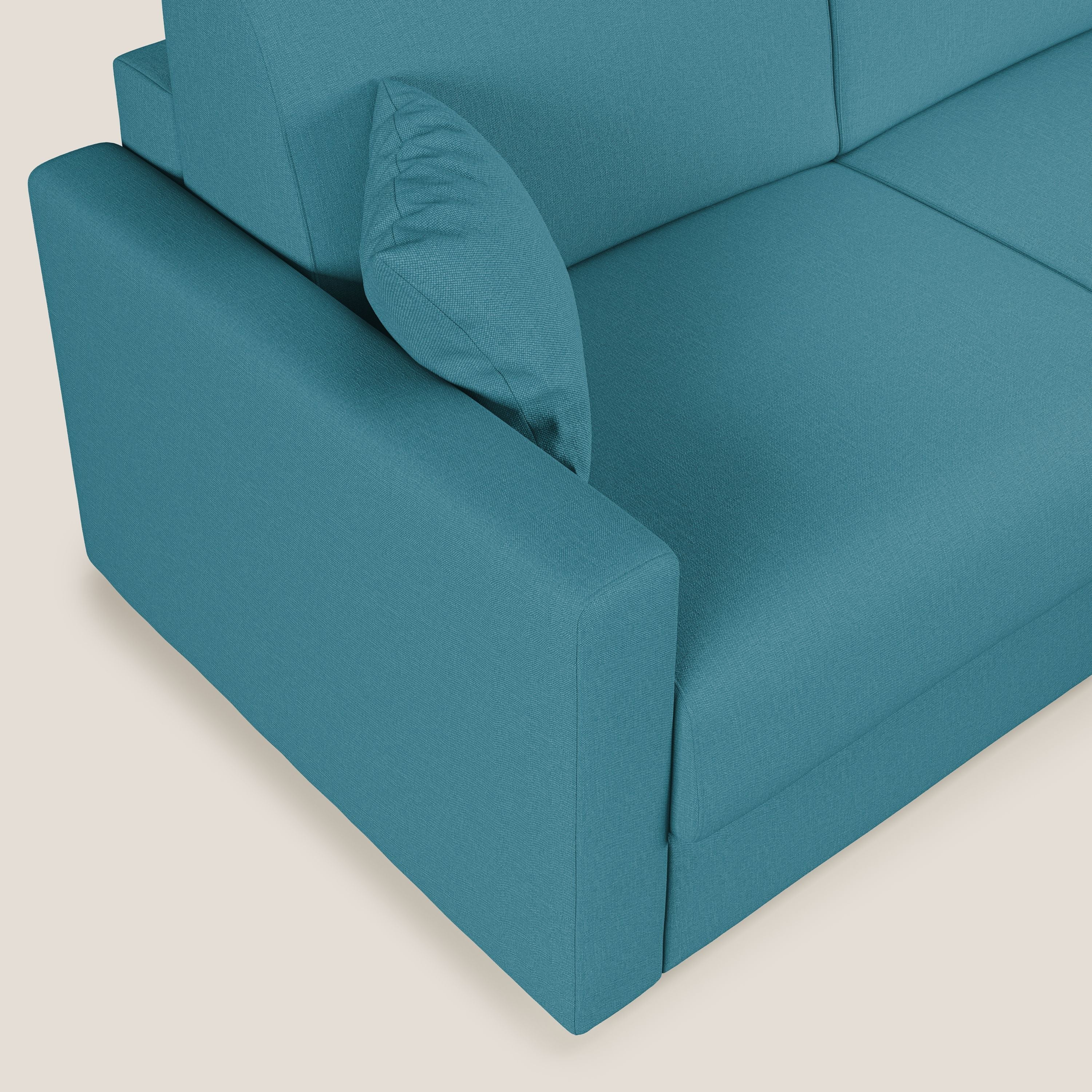 Chris Divano letto angolare 5 posti in tessuto impermeabile T13 azzurro - divani.store