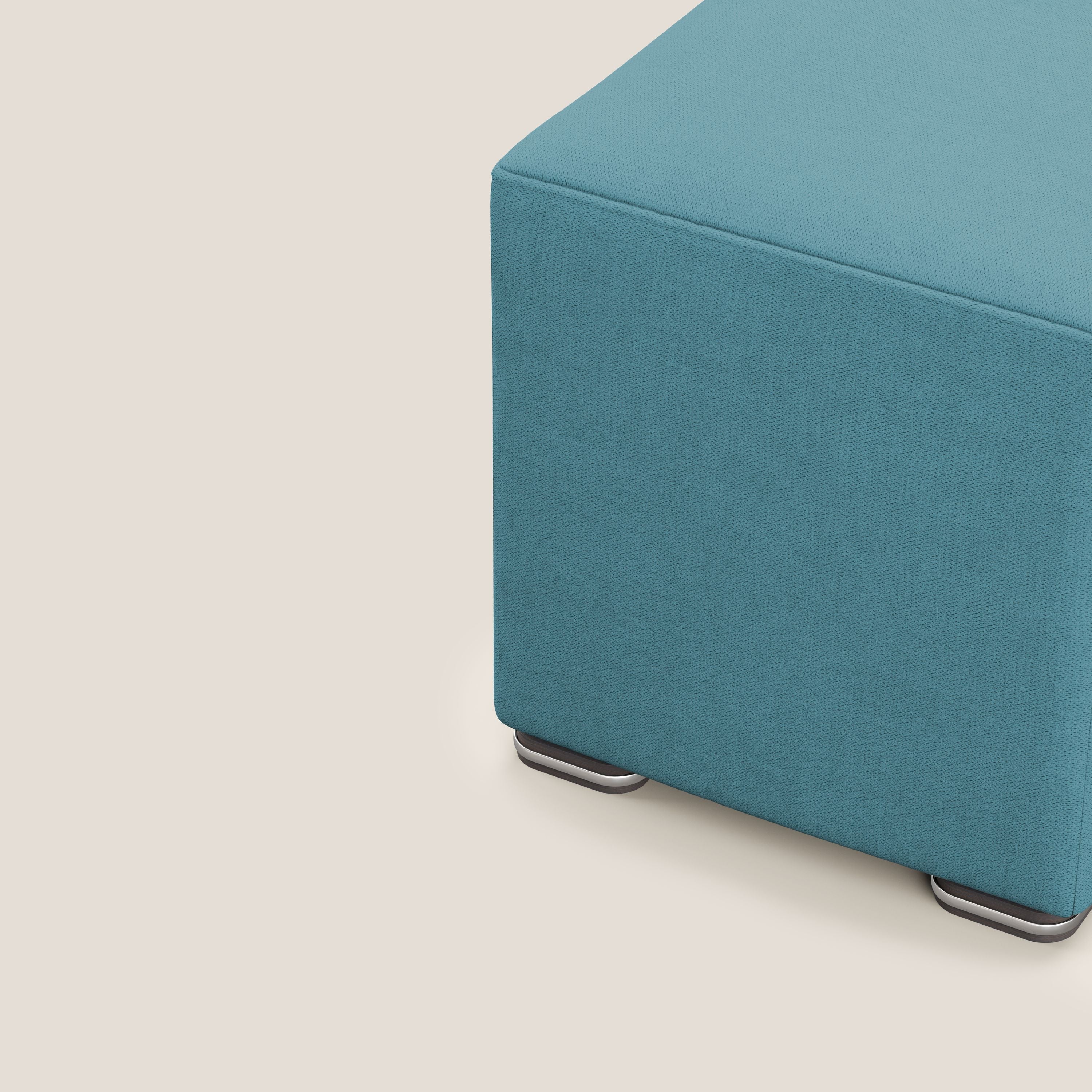 Cube pouf in tessuto morbido impermeabile T02 azzurro - divani.store