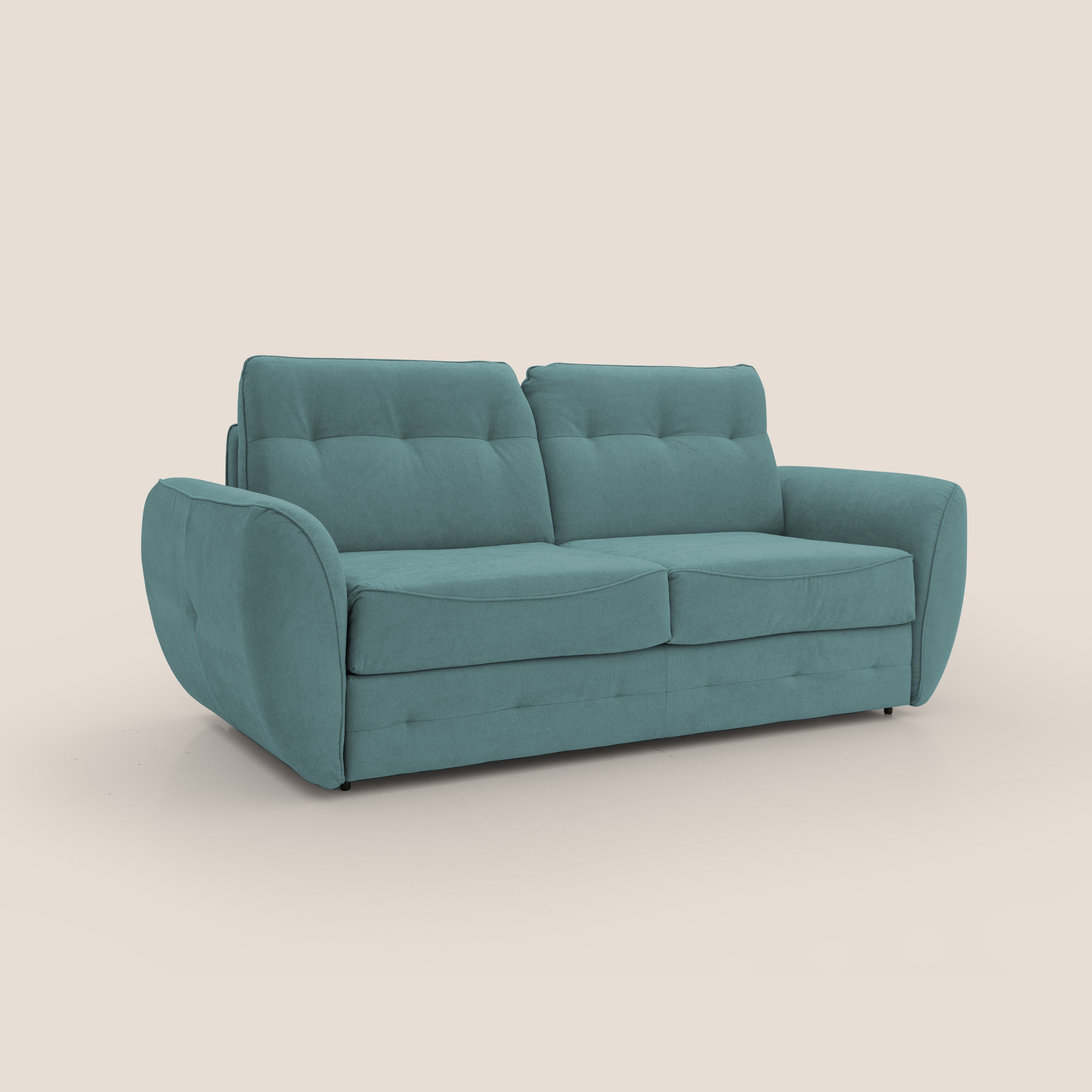 Zeus Divano letto scandinavo con schienale alto in tessuto impermeabile T02 petrolio - divani.store