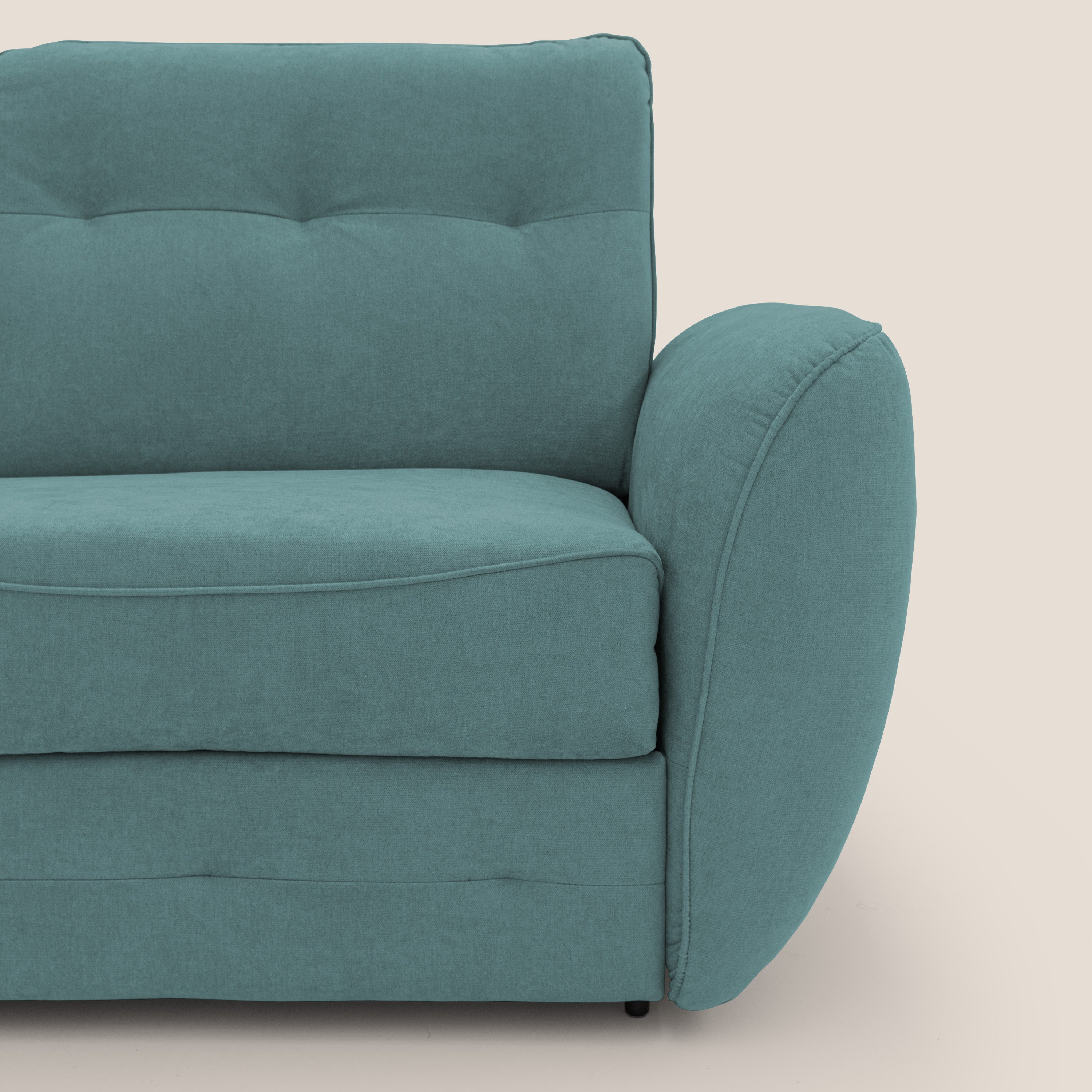 Zeus Divano letto scandinavo con schienale alto in tessuto impermeabile T02 petrolio - divani.store