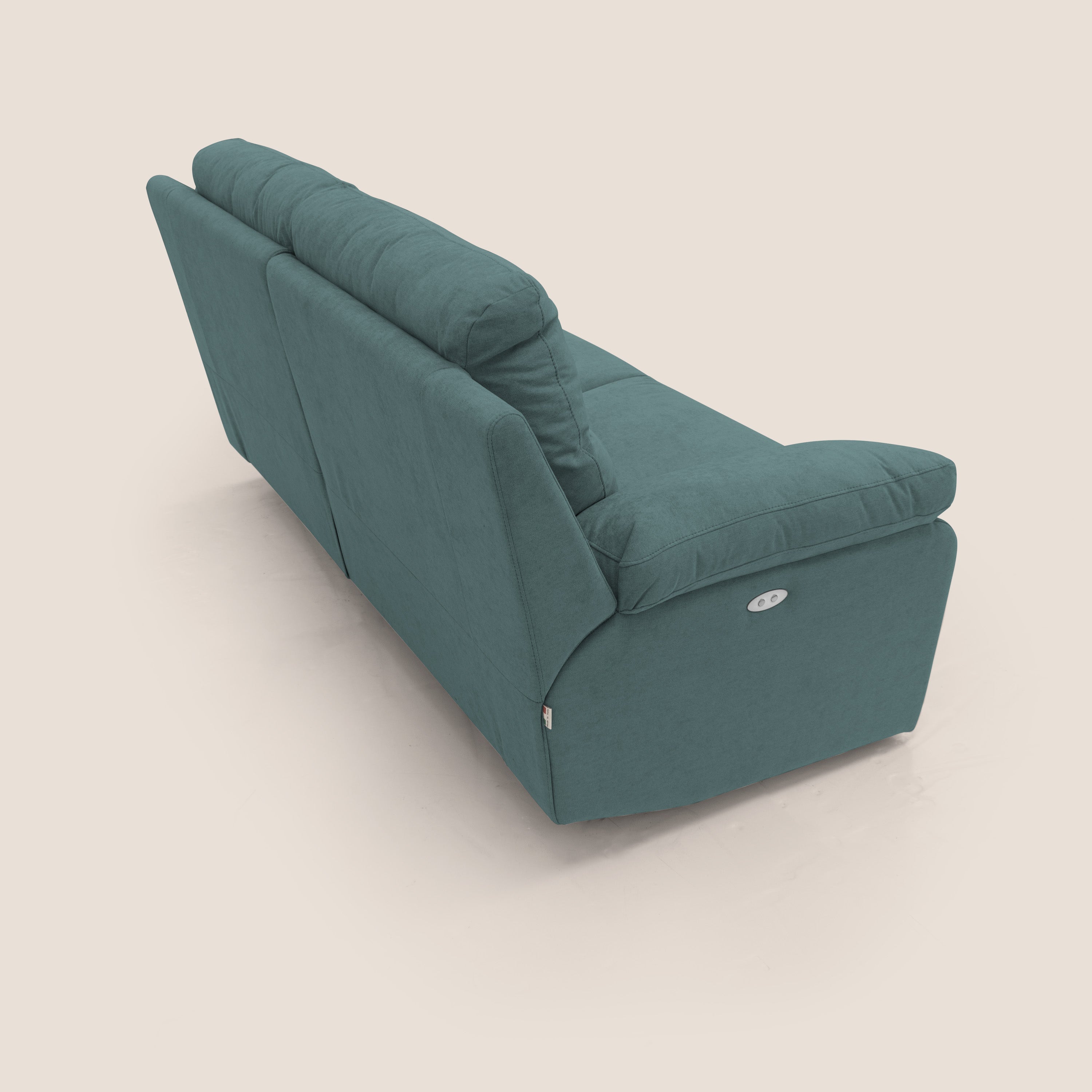 Romeo Divano relax con recliner elettrico in morbido tessuto impermeabile T02 petrolio - divani.store