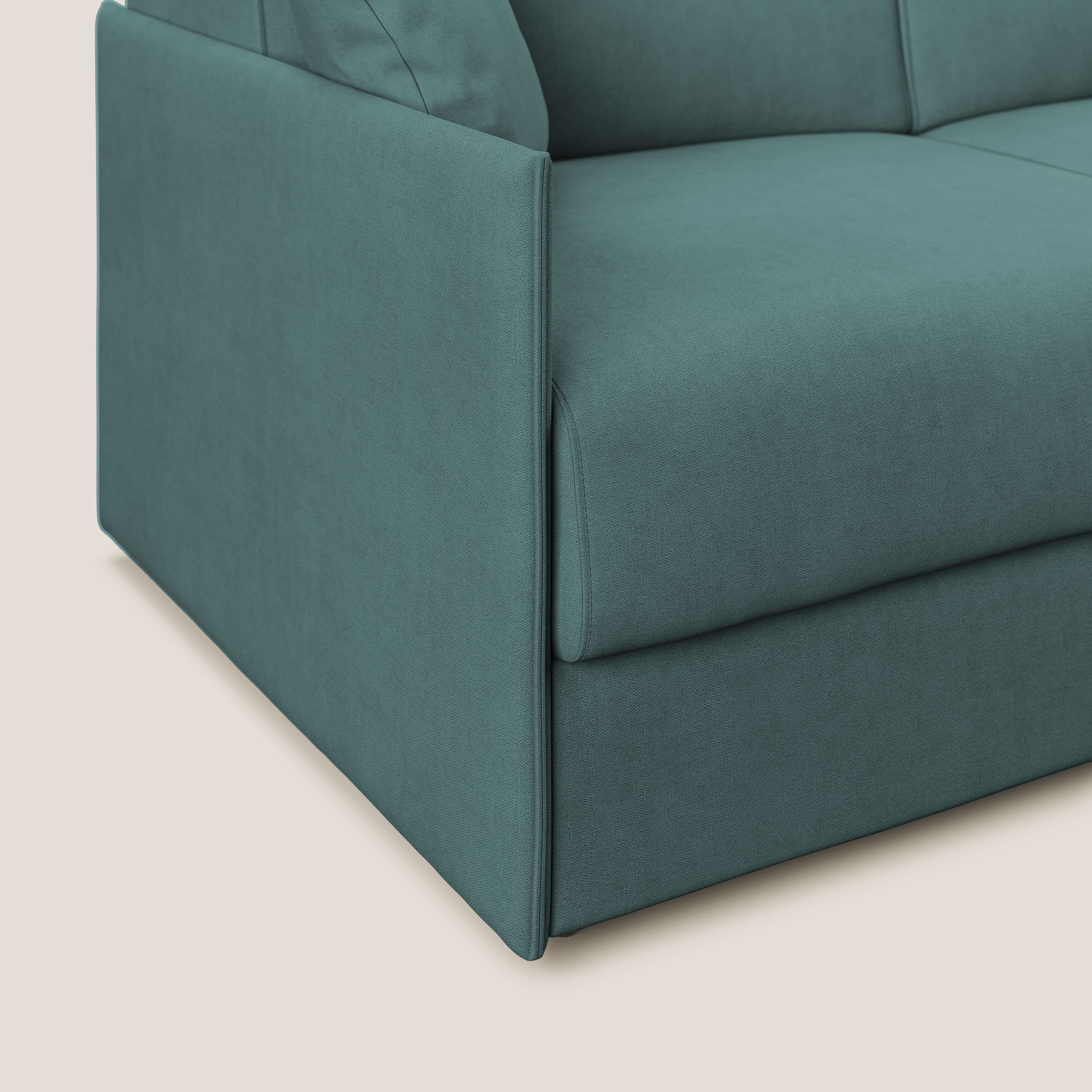 Evans Divano letto in morbido tessuto impermeabile T02 petrolio - divani.store