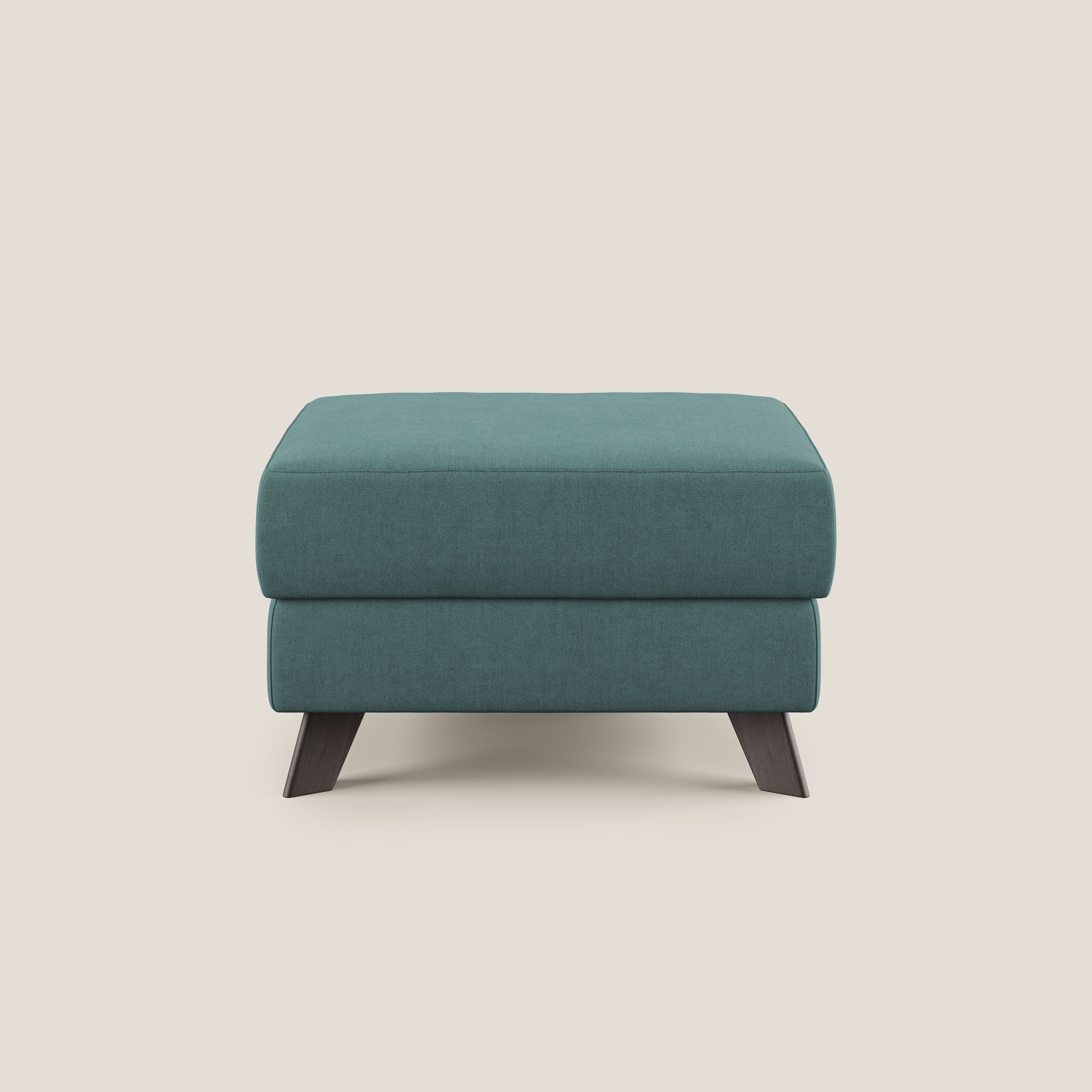 Moon Pouf contenitore e piedini alti in tessuto morbido impermeabile T02 petrolio - divani.store