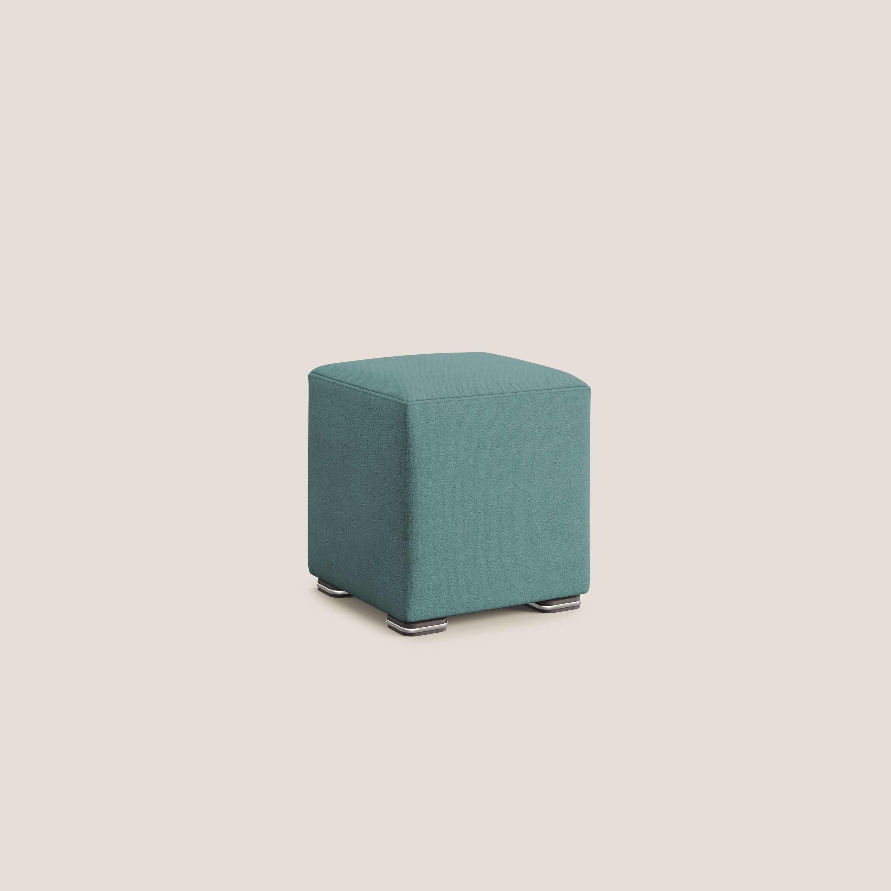 Cube pouf in tessuto morbido impermeabile T02 petrolio - divani.store