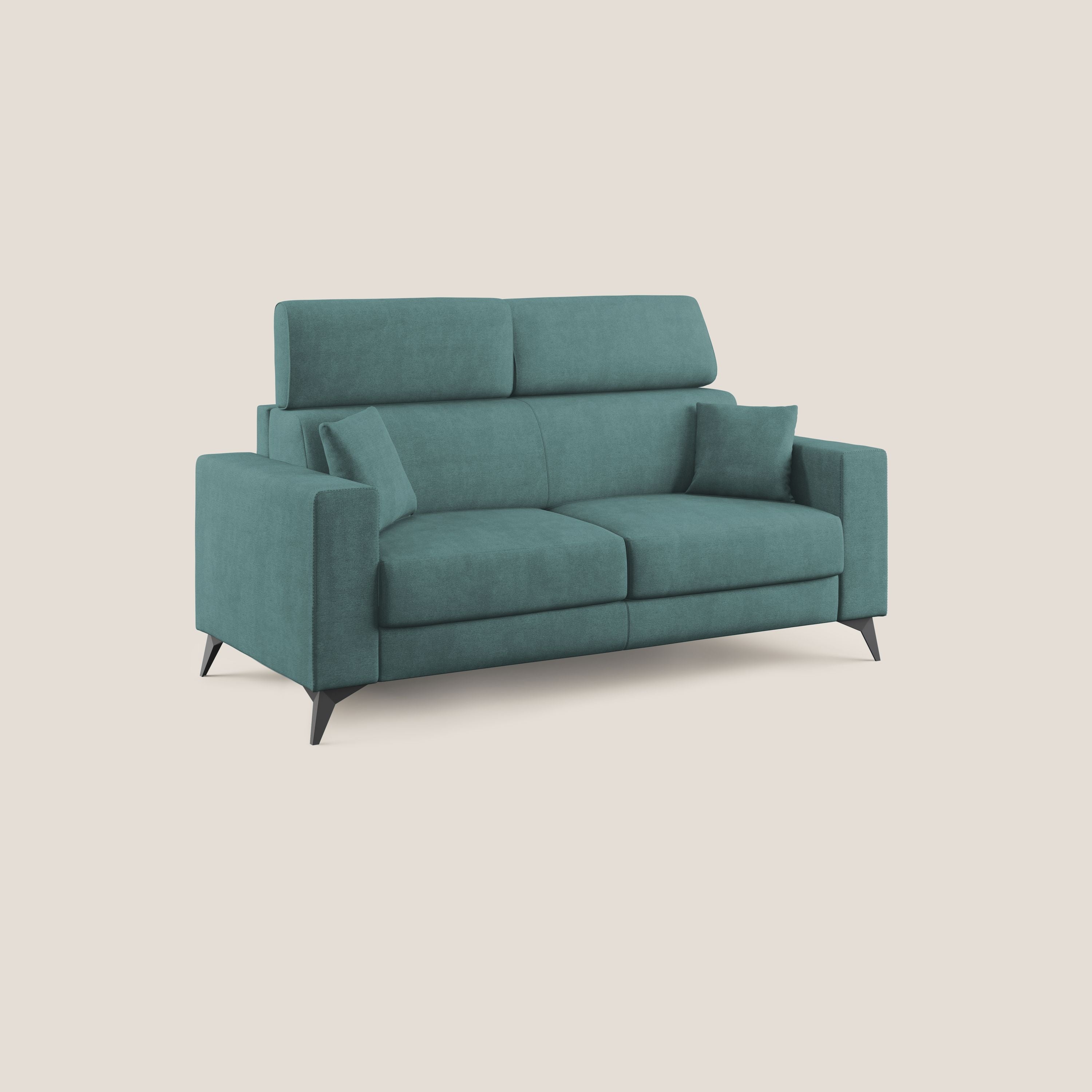 Pegaso divano letto con poggiatesta reclinabili e rivestimento T02 petrolio - divani.store
