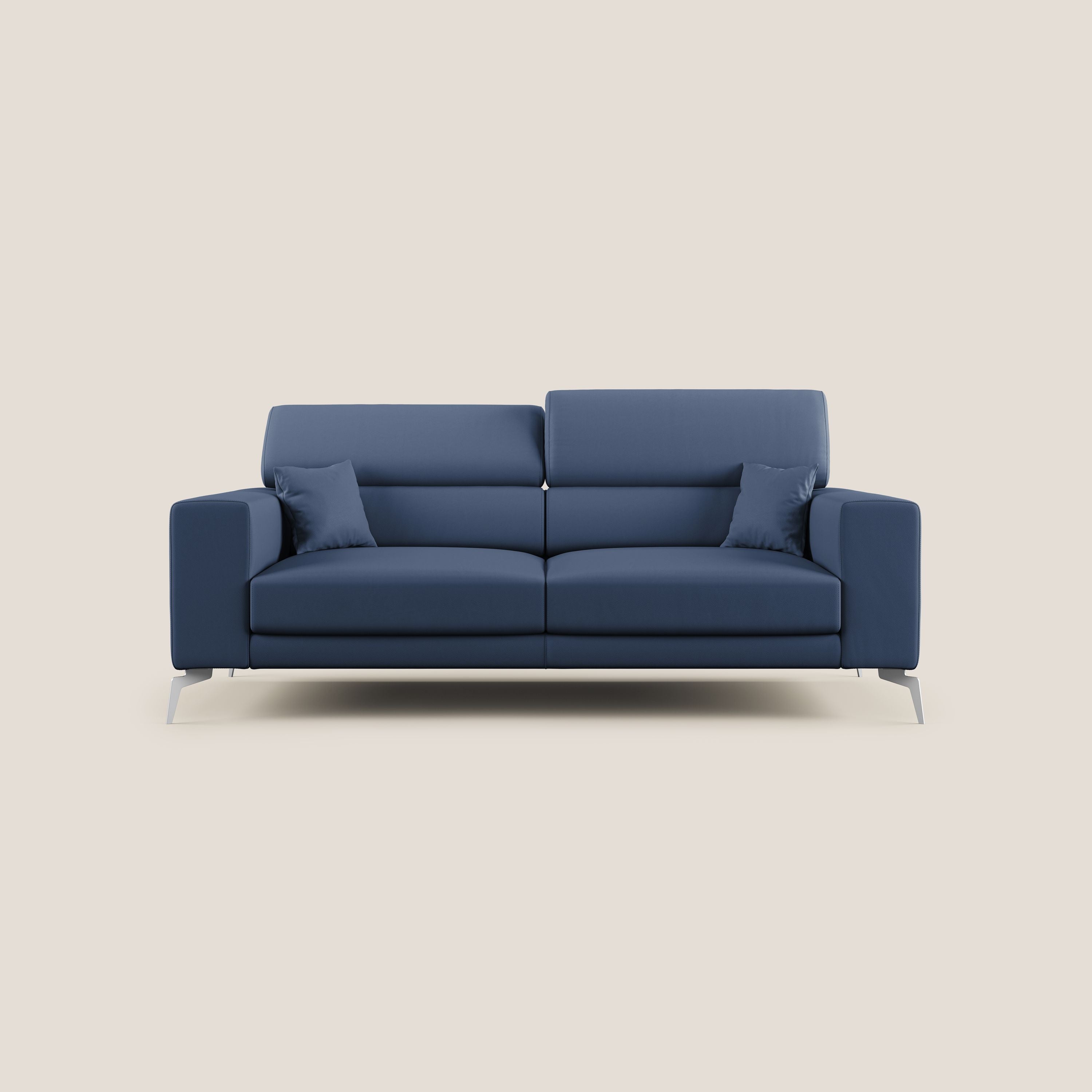 Blade Divano moderno con poggiatesta reclinabili in Ecopelle T04 blu - divani.store