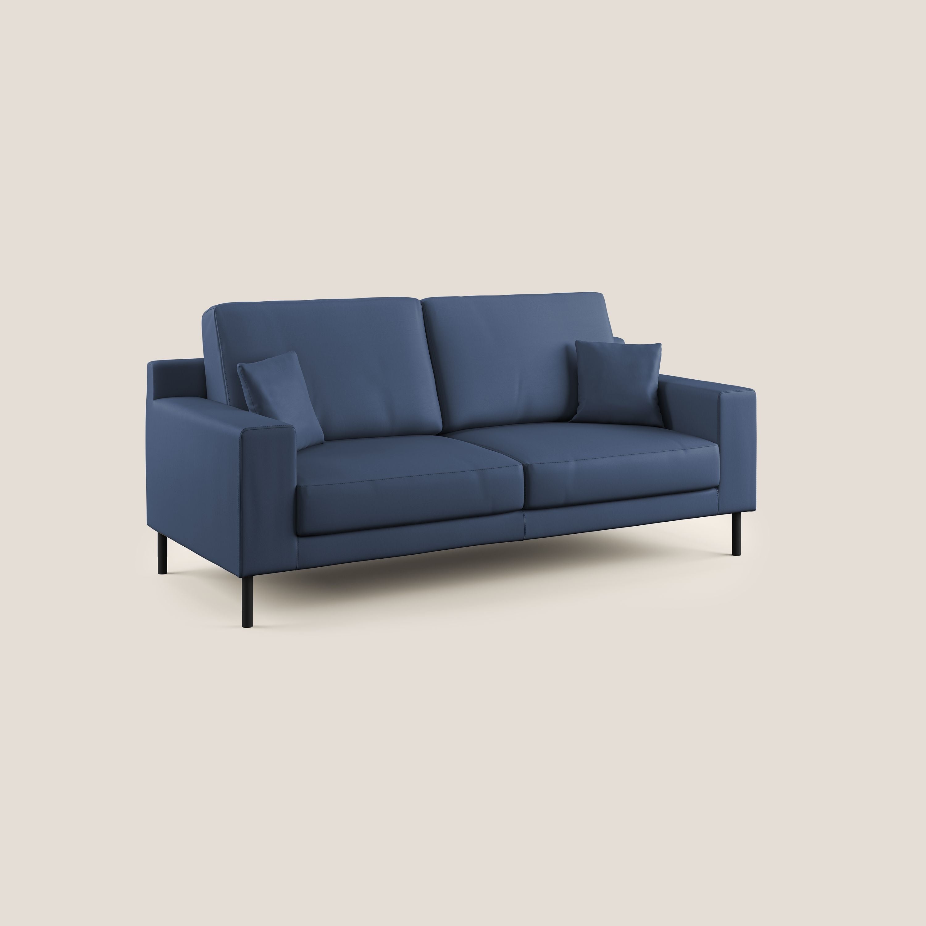 Uranio divano moderno lineare in Ecopelle impermeabile T04 blu - divani.store