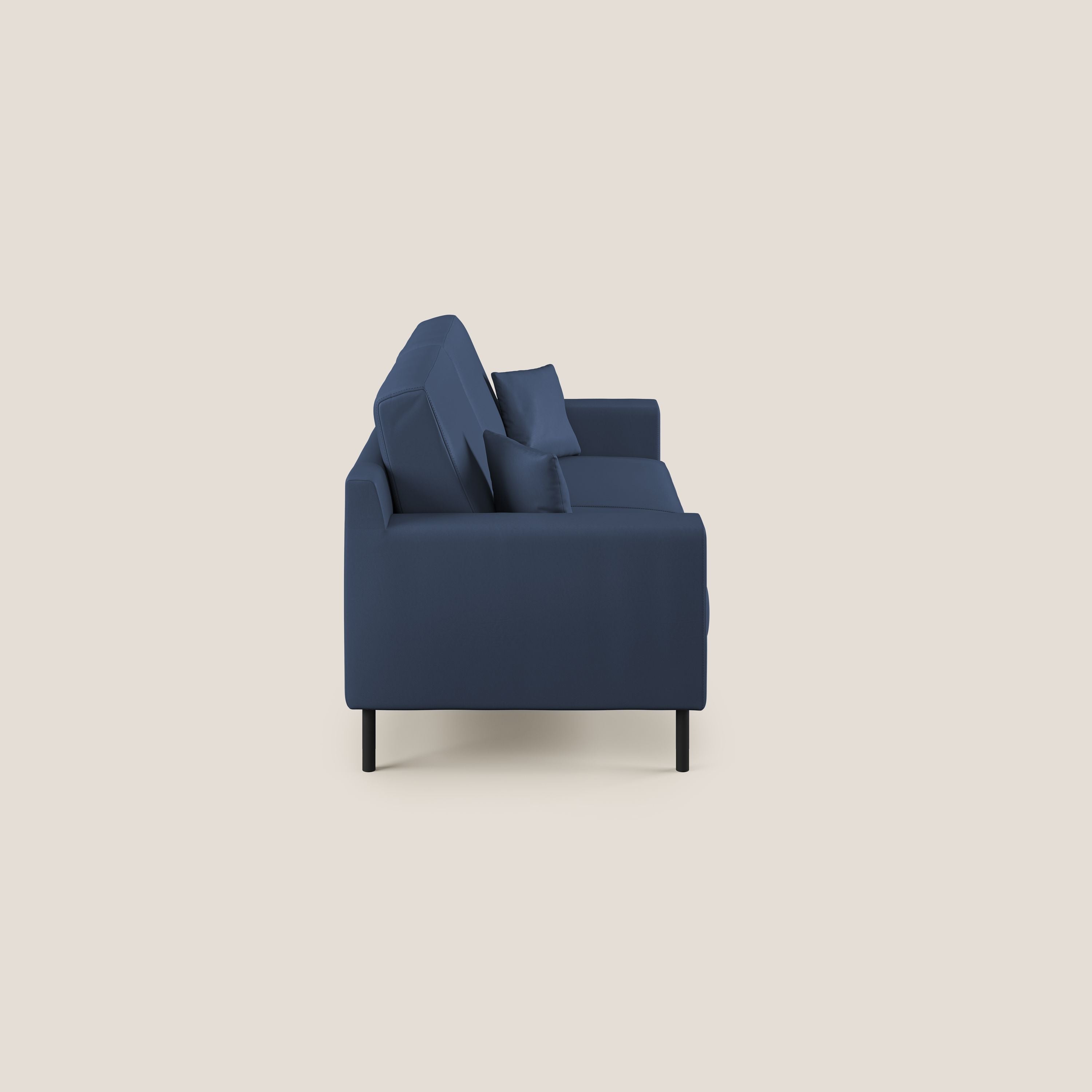Uranio divano moderno lineare in Ecopelle impermeabile T04 blu - divani.store