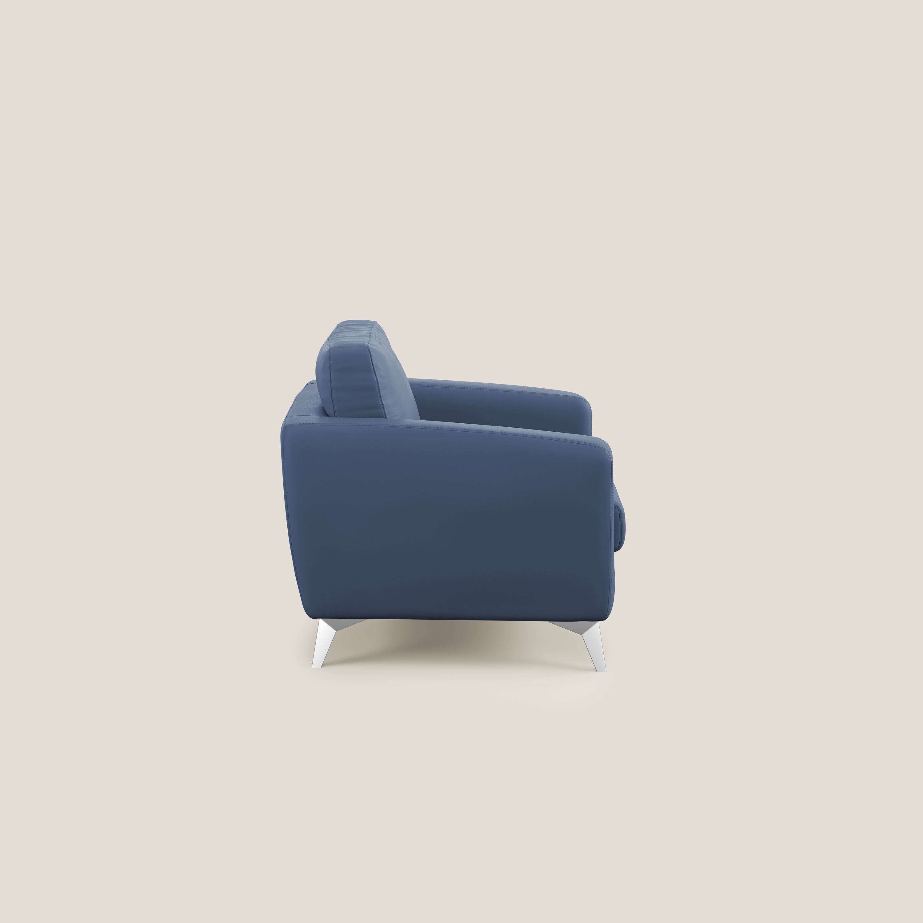 Orione Poltroncina in ecopelle moderna e impermeabile T04 blu - divani.store