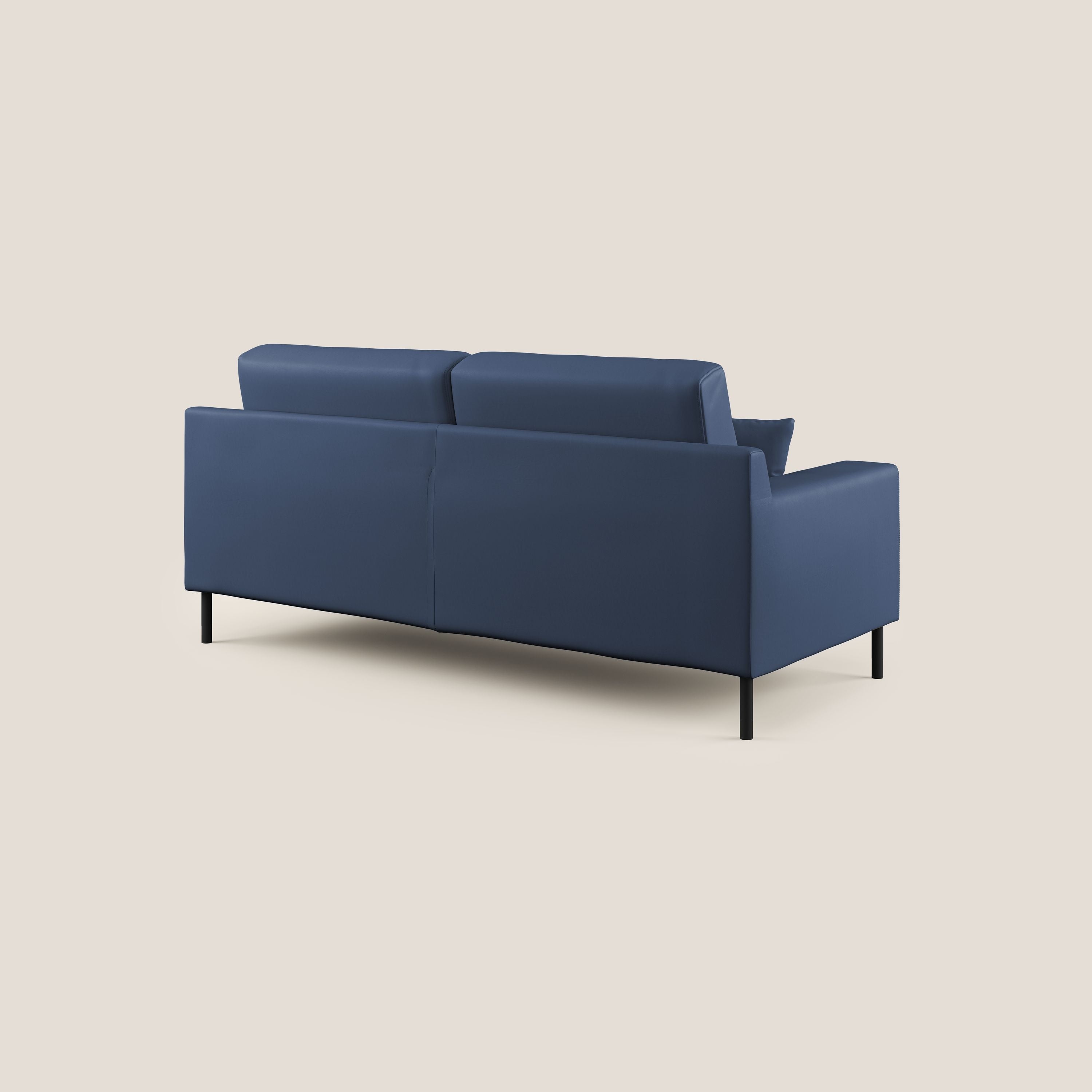 Uranio divano moderno lineare in Ecopelle impermeabile T04 blu - divani.store
