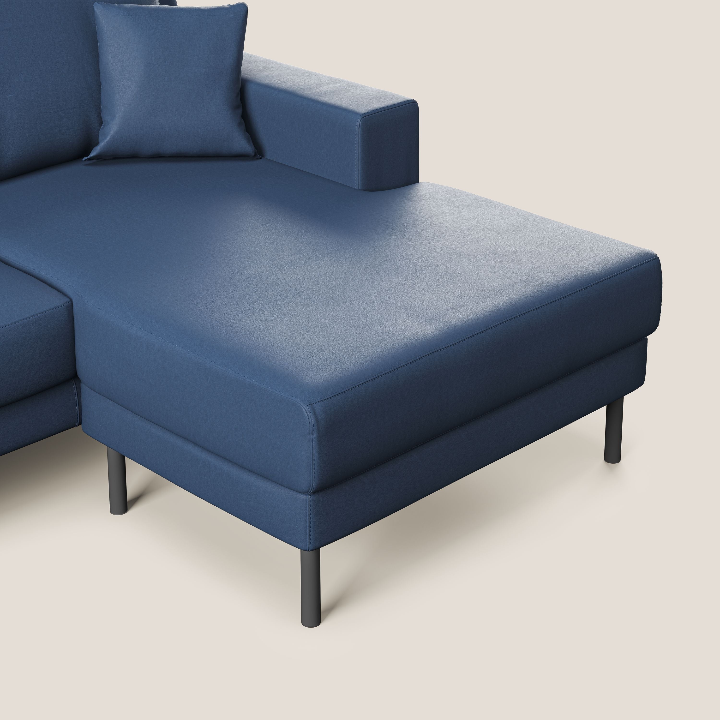 Uranio divano angolare moderno REVERSIBILE in Ecopelle impermeabile T04 blu - divani.store