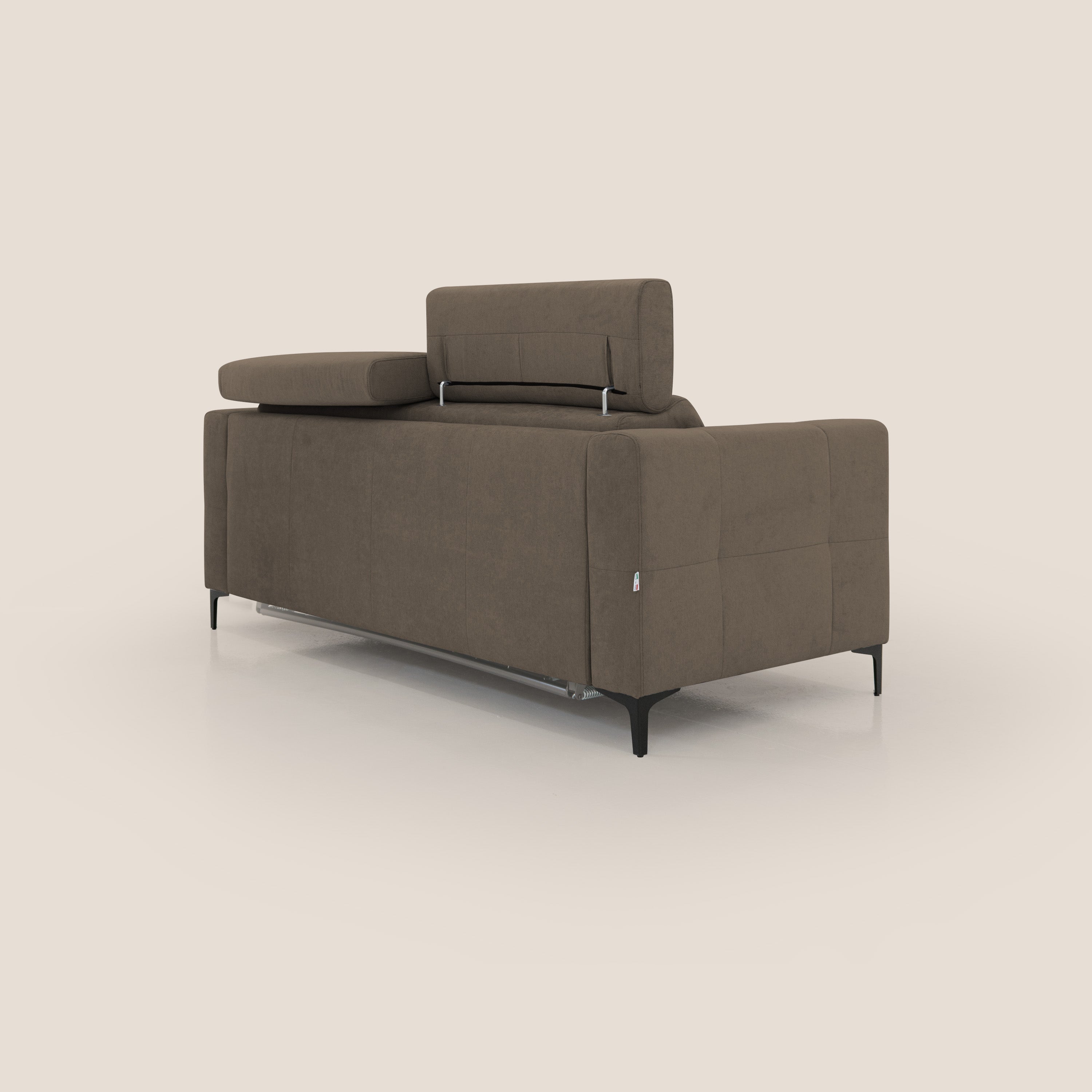 Gardenia divano letto materasso alto 18 cm con poggiatesta reclinabili e rivestimento impermeabile T02 marrone - divani.store