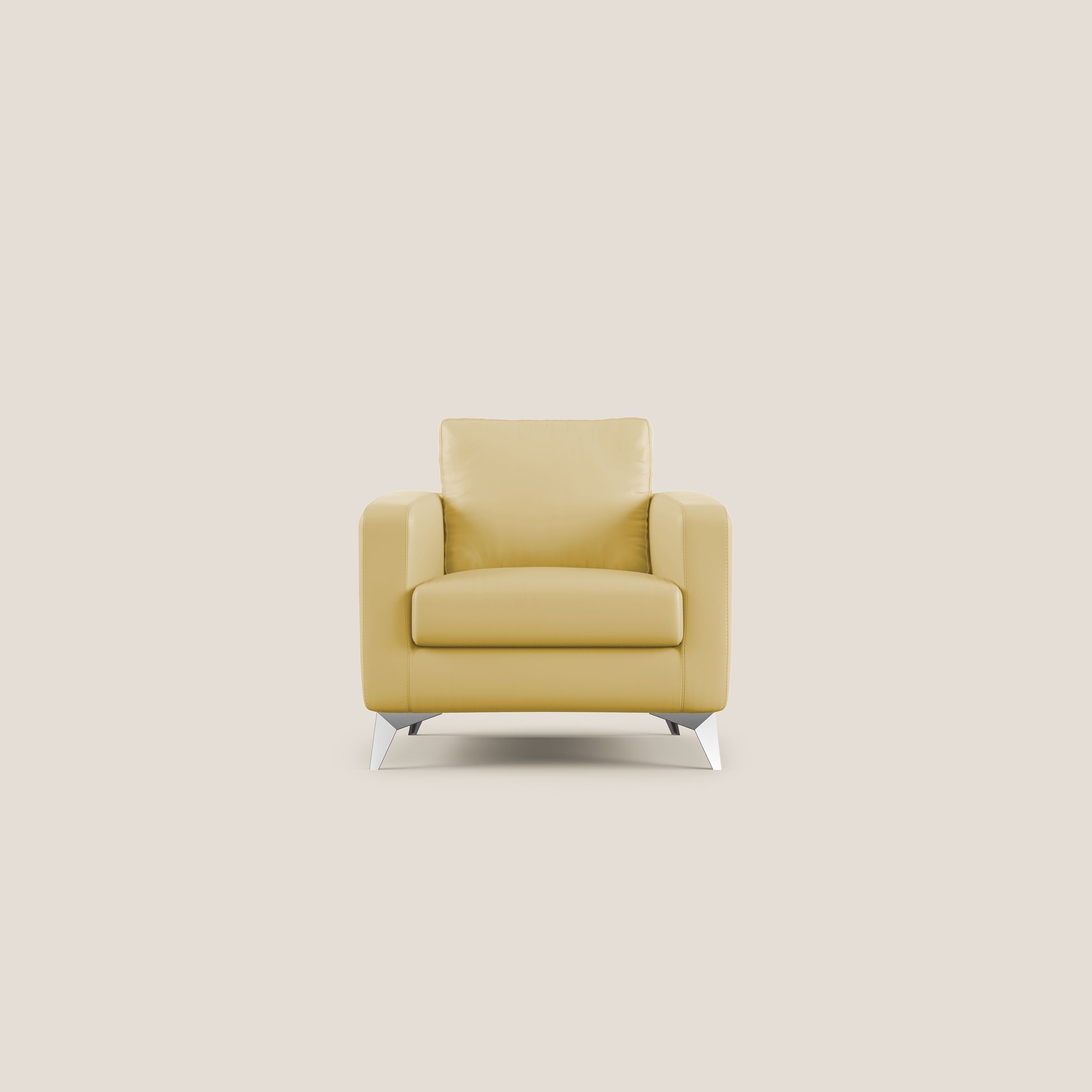Orione Poltroncina in ecopelle moderna e impermeabile T04 giallo - divani.store