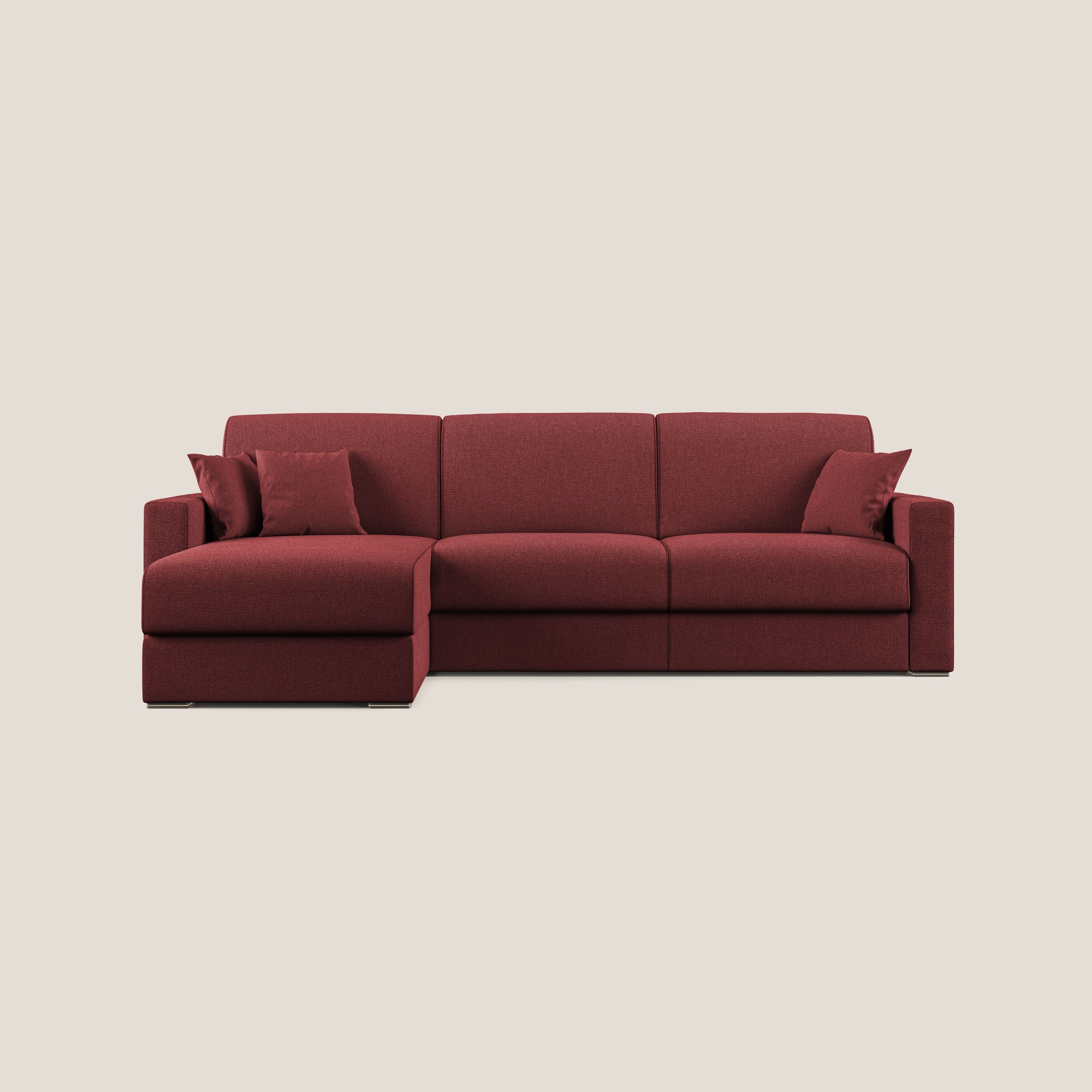Best Divano letto angolare con penisola in tessuto smacchiabile QuickClean T08 rosso - divani.store