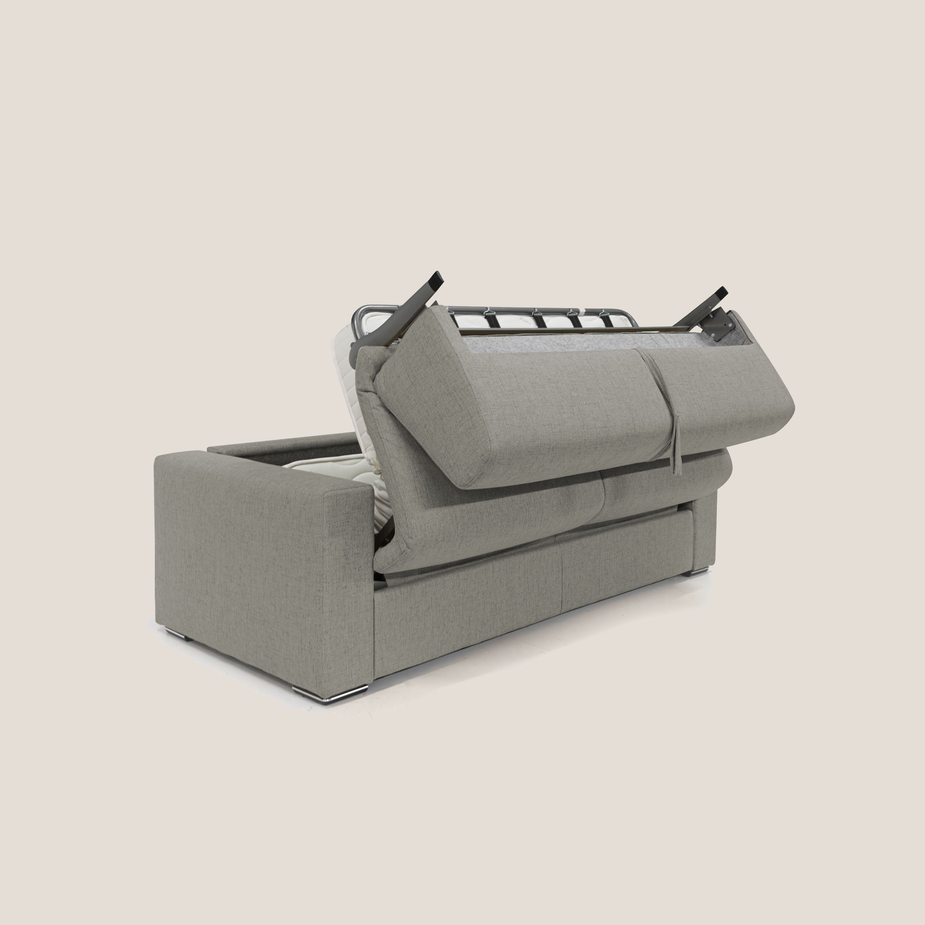 Nixon Divano letto matrimoniale con materasso 20 cm in tessuto impermeabile T03 talpa - divani.store