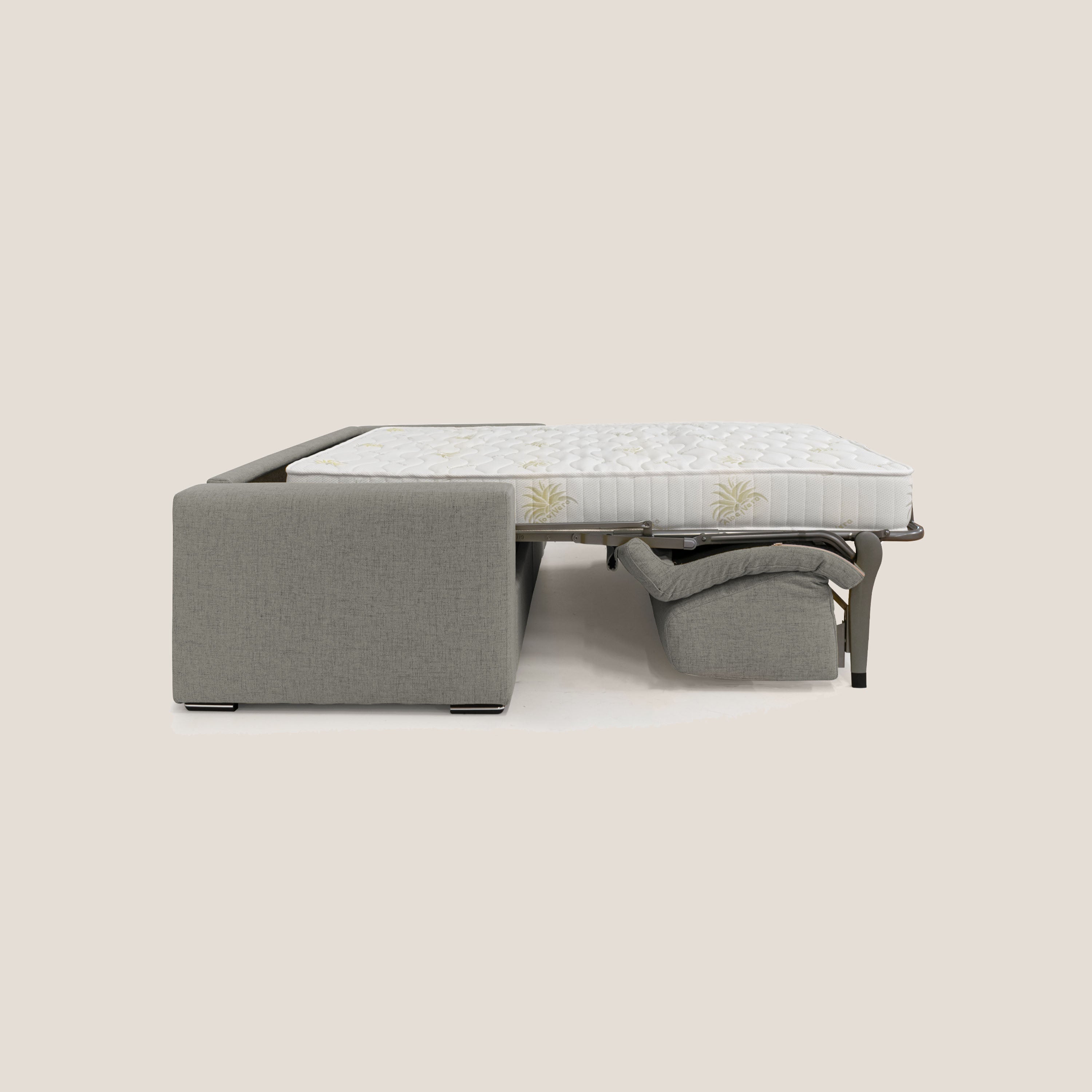 Nixon Divano letto matrimoniale con materasso 20 cm in tessuto impermeabile T03 talpa - divani.store