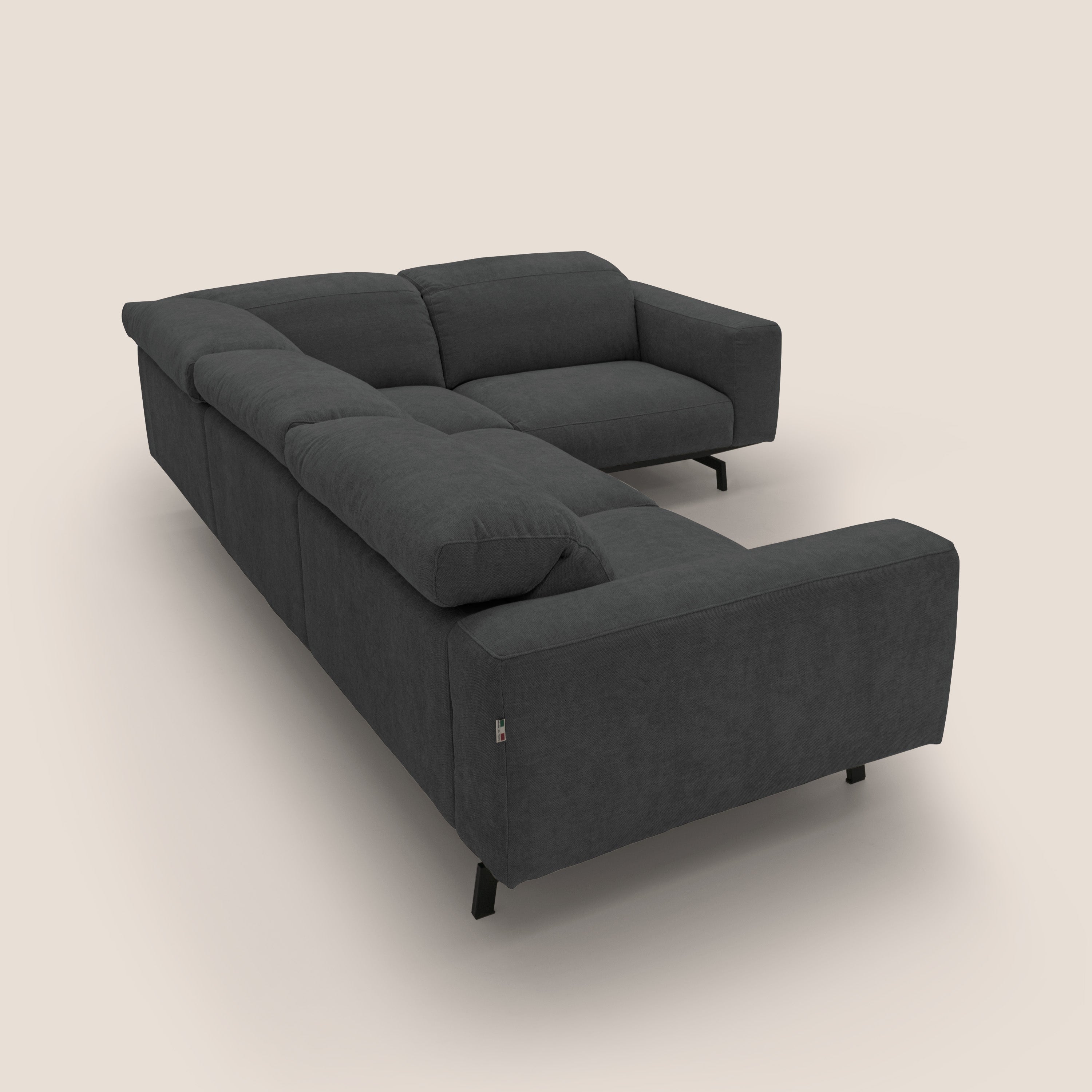 Sakura Canapé d'angle RÉVERSIBLE et modulable en tissu doux et imperméable T14 anthracite