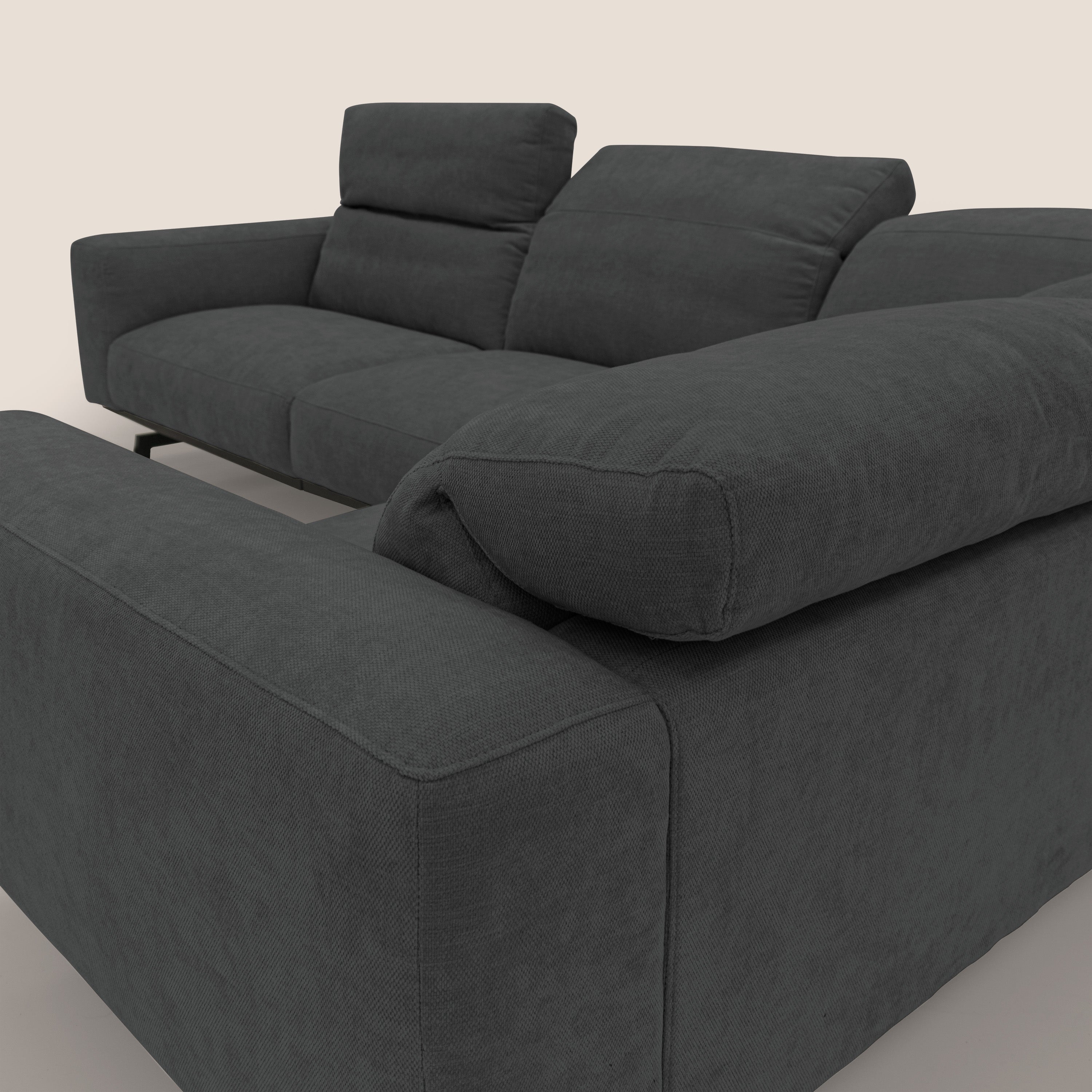 Sakura Canapé d'angle RÉVERSIBLE et modulable en tissu doux et imperméable T14 anthracite