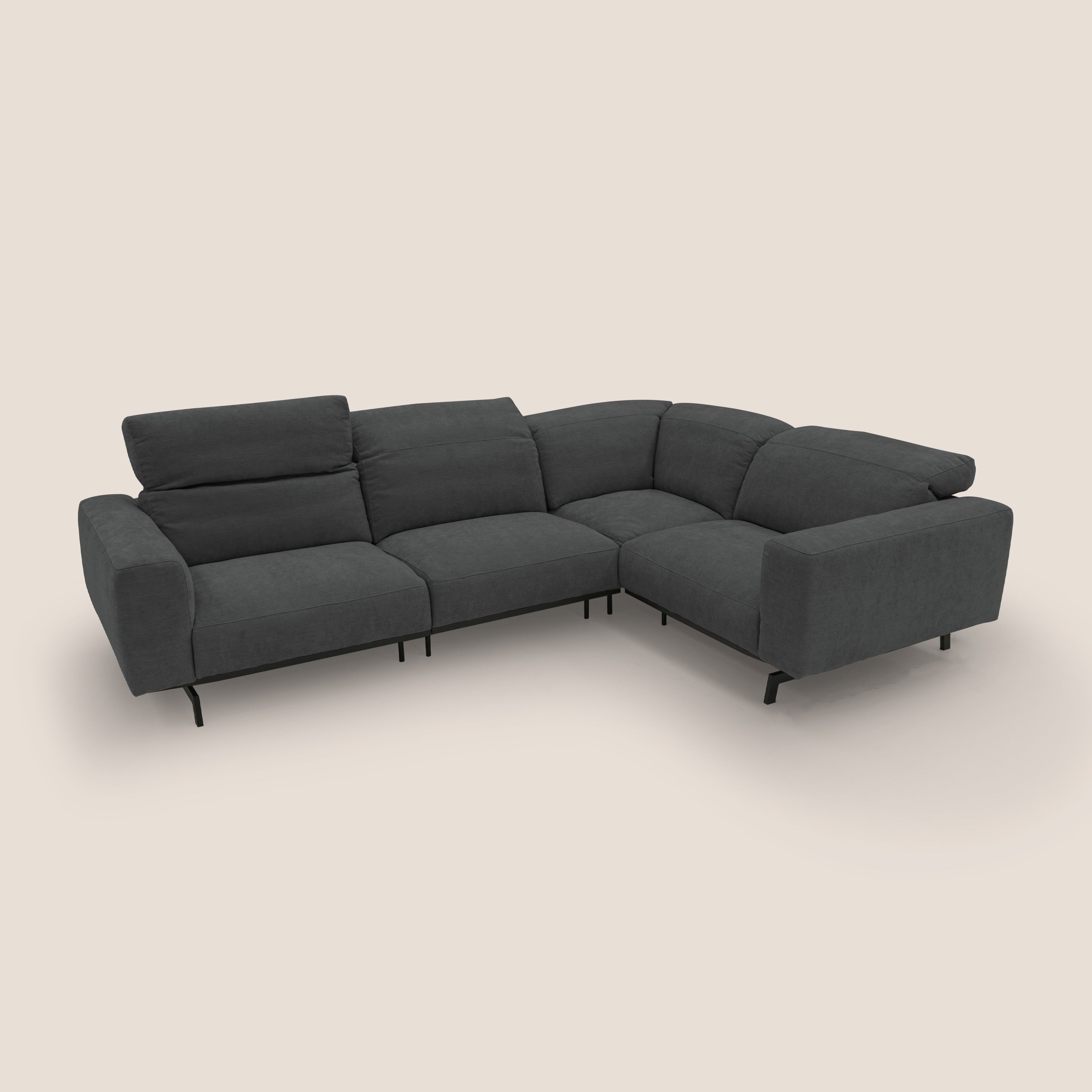 Sakura Canapé d'angle RÉVERSIBLE et modulable en tissu doux et imperméable T14 anthracite
