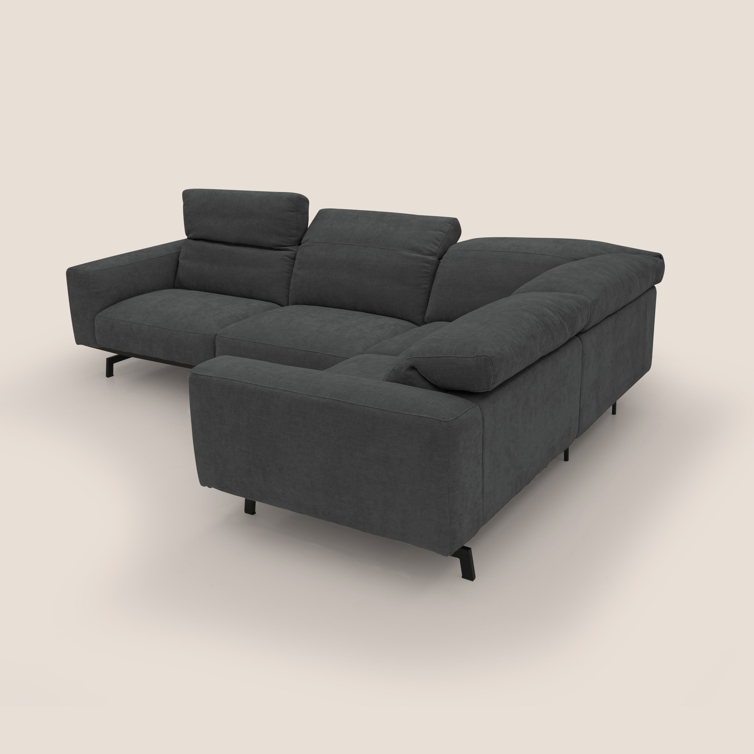 Sakura Canapé d'angle RÉVERSIBLE et modulable en tissu doux et imperméable T14 anthracite