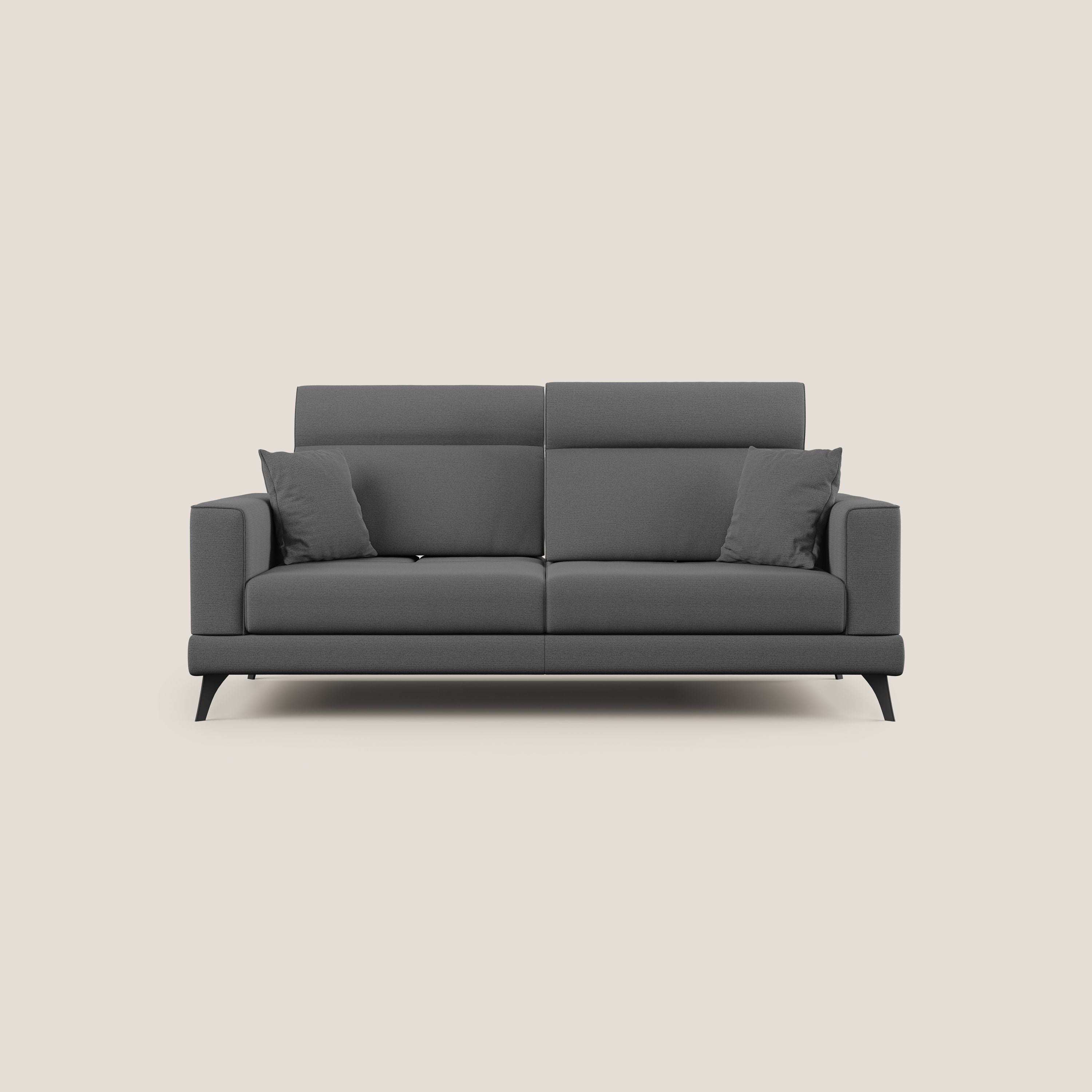 Slide Divano con schienali traslanti e poggiatesta in tessuto simil cotone impermeabile T19 antracite - divani.store