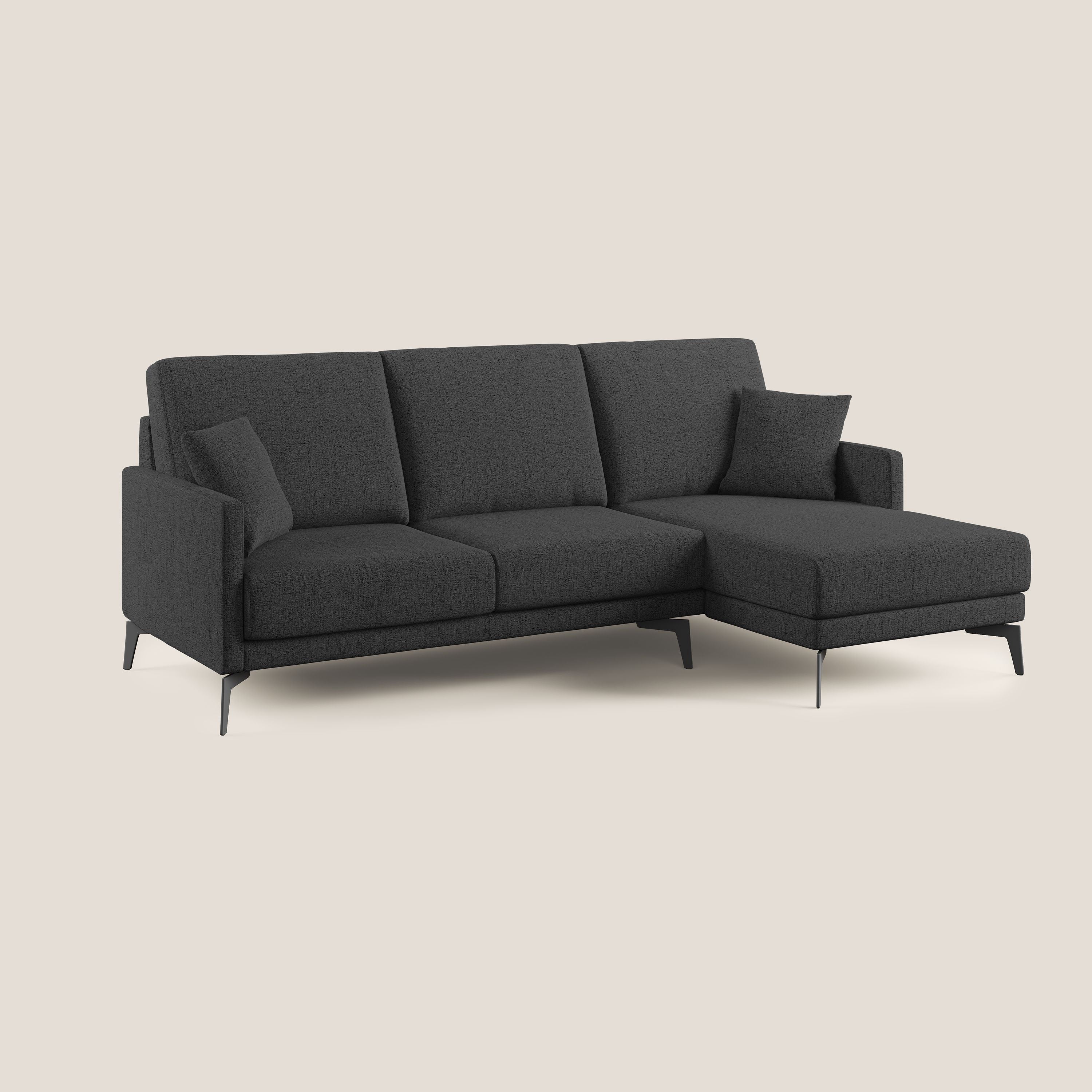 Saturno divano angolare moderno in tessuto morbido impermeabile T03 antracite - divani.store