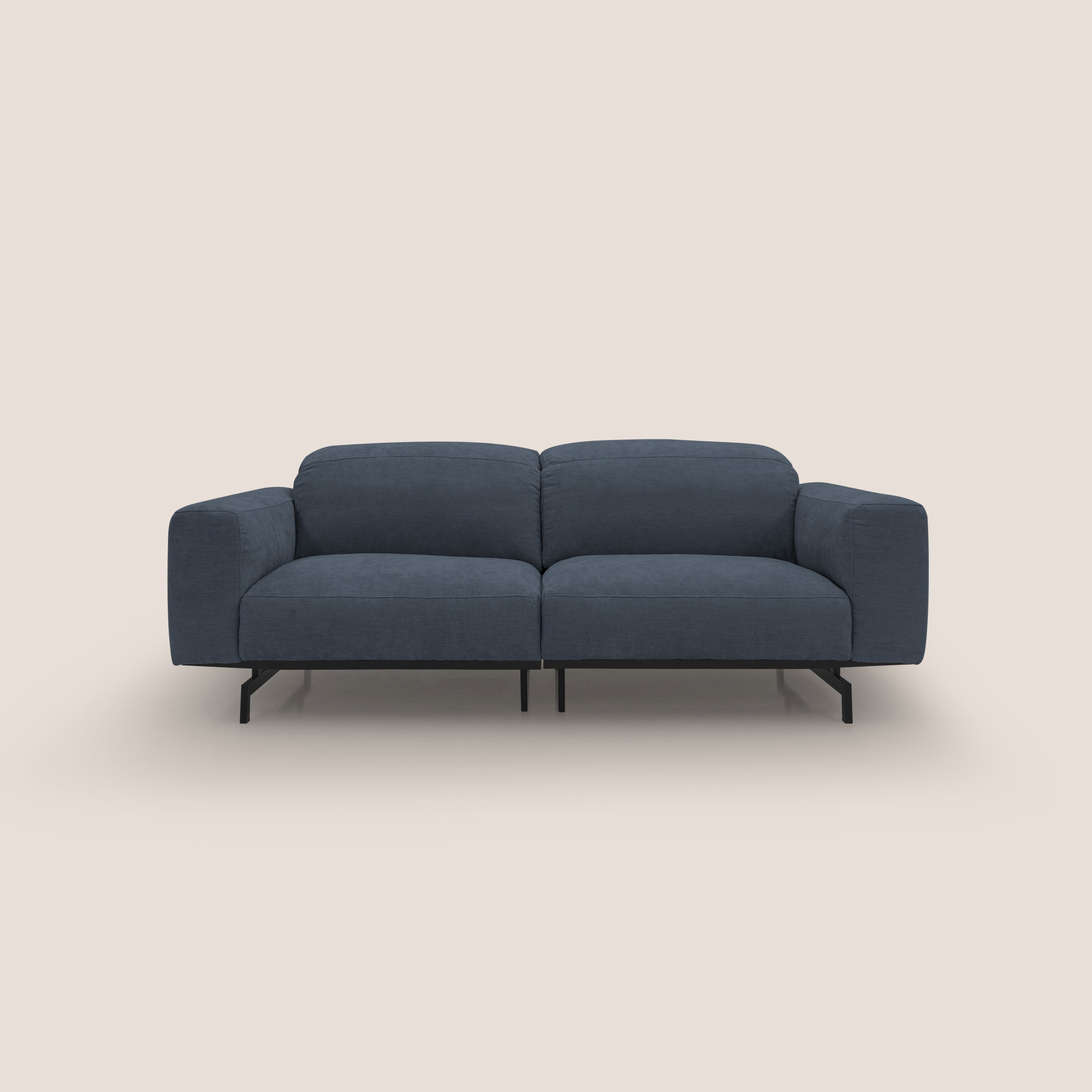 Sakura divano in piuma d'oca modulare componibile in morbido tessuto fiammato impermeabile T14 blu - divani.store