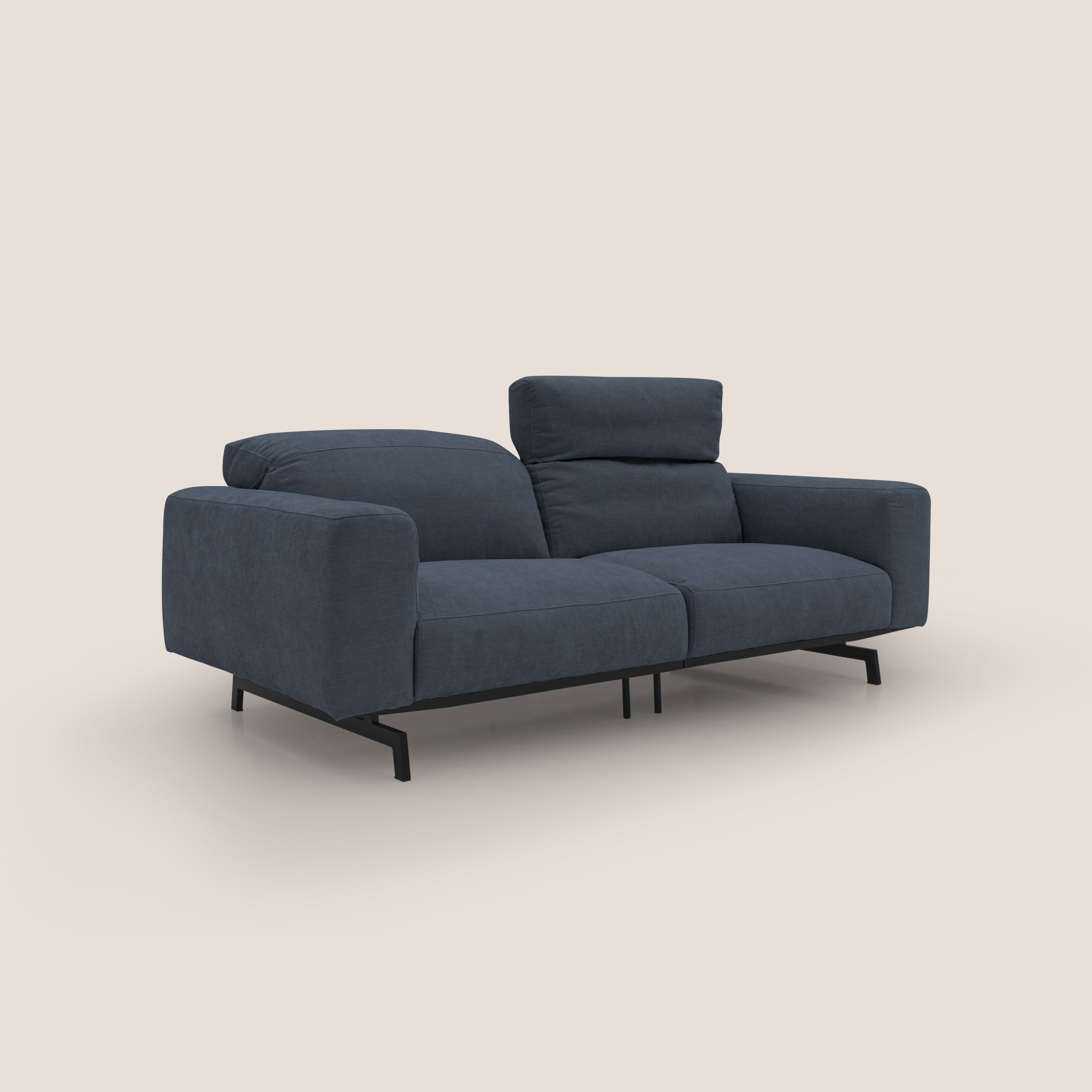 Sakura divano in piuma d'oca modulare componibile in morbido tessuto fiammato impermeabile T14 blu - divani.store