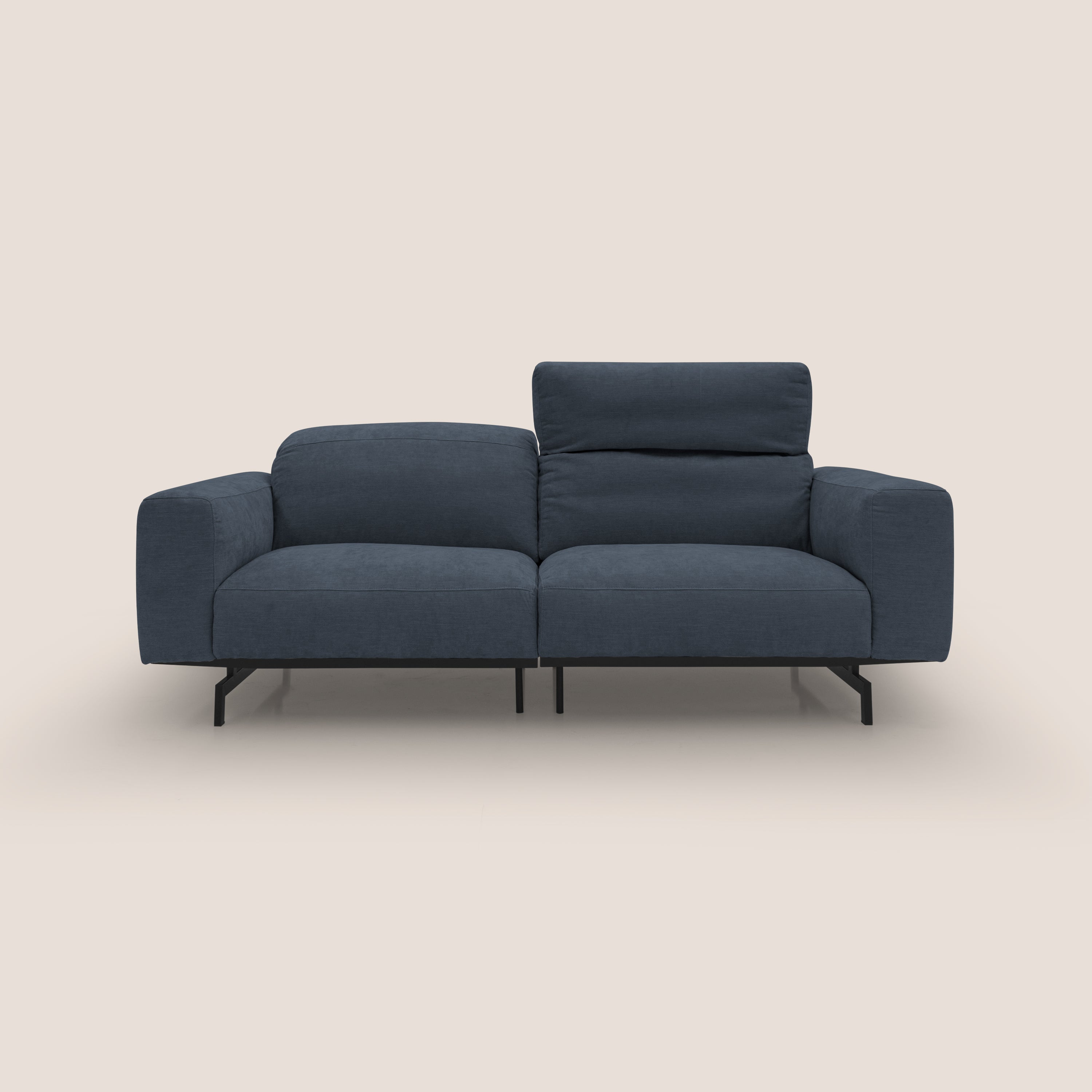 Sakura divano in piuma d'oca modulare componibile in morbido tessuto fiammato impermeabile T14 blu - divani.store