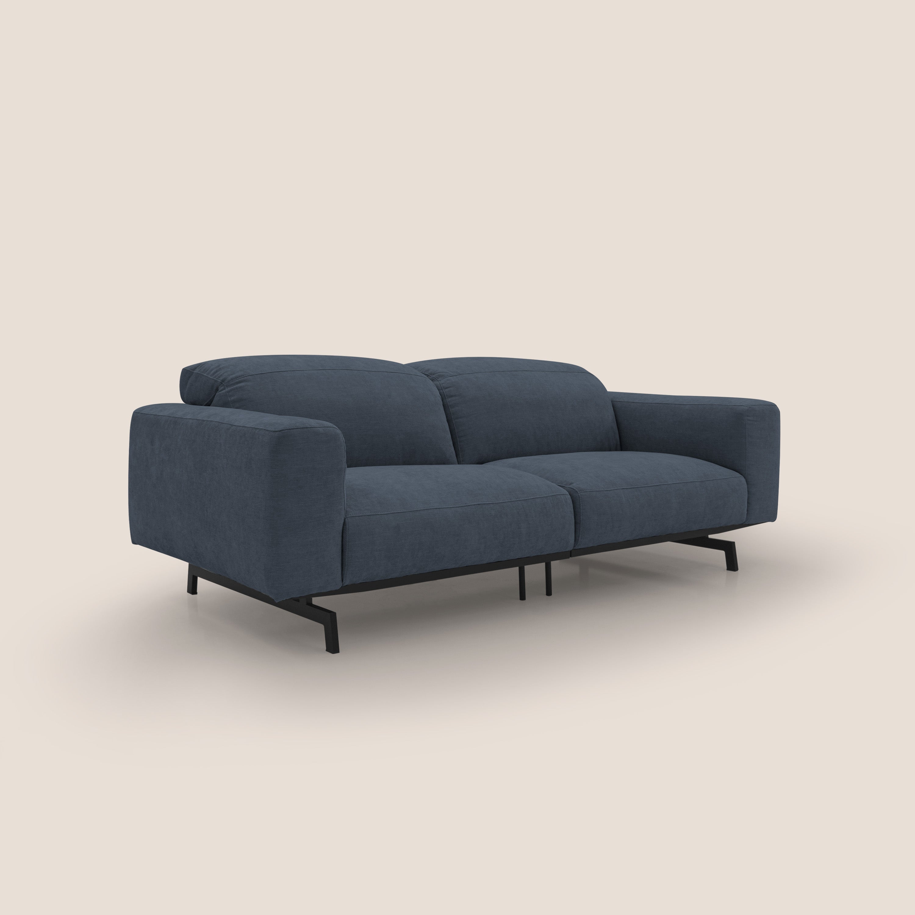 Sakura divano in piuma d'oca modulare componibile in morbido tessuto fiammato impermeabile T14 blu - divani.store