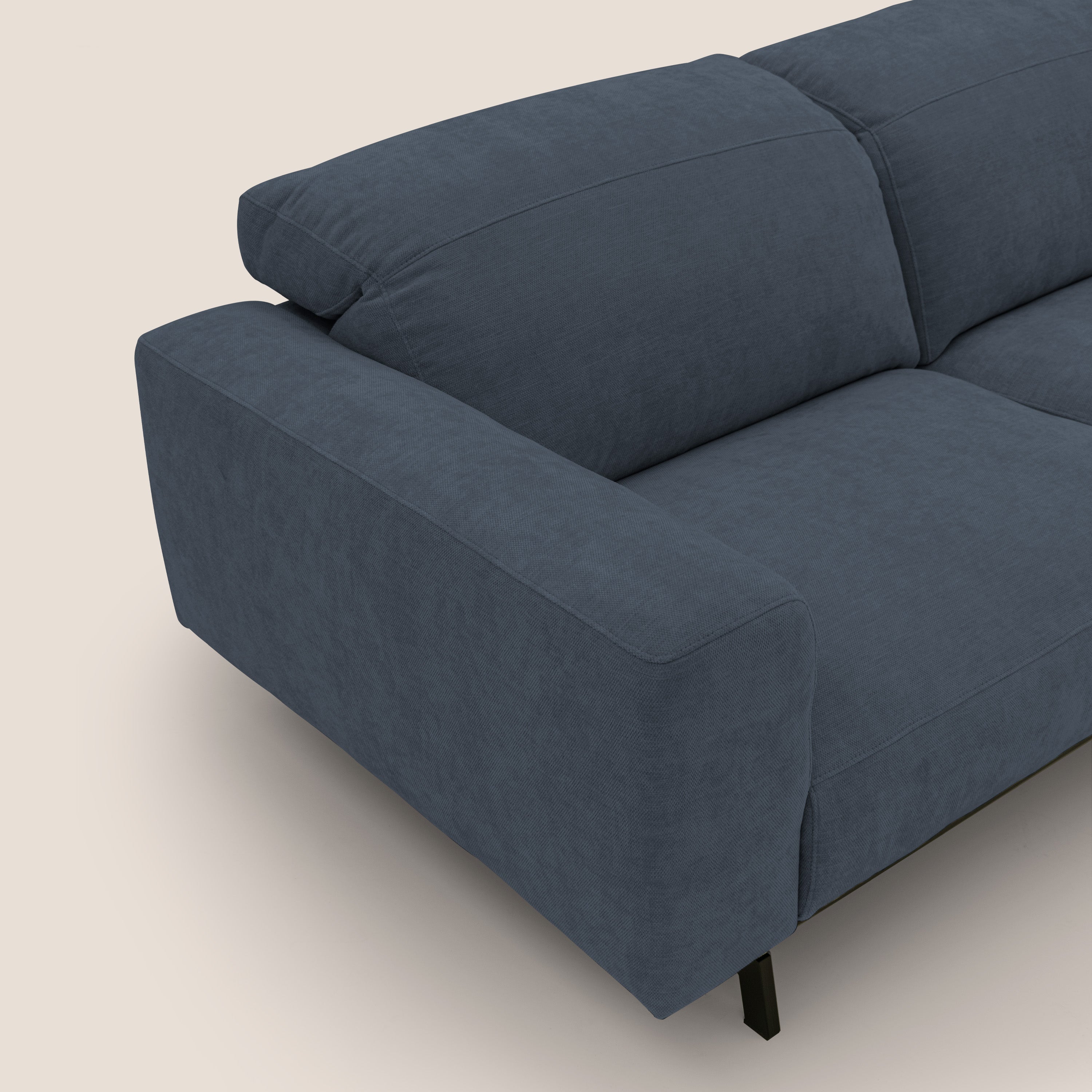 Sakura divano in piuma d'oca modulare componibile in morbido tessuto fiammato impermeabile T14 blu - divani.store